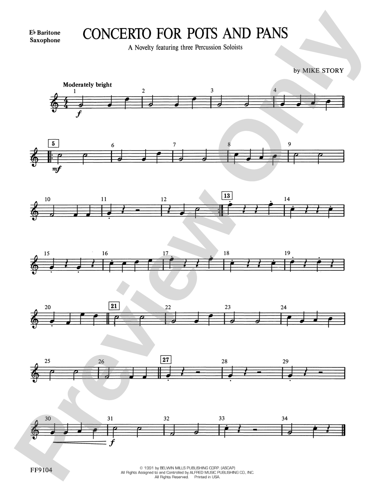 Concerto for Pots and Pans: E-flat Baritone Saxophone