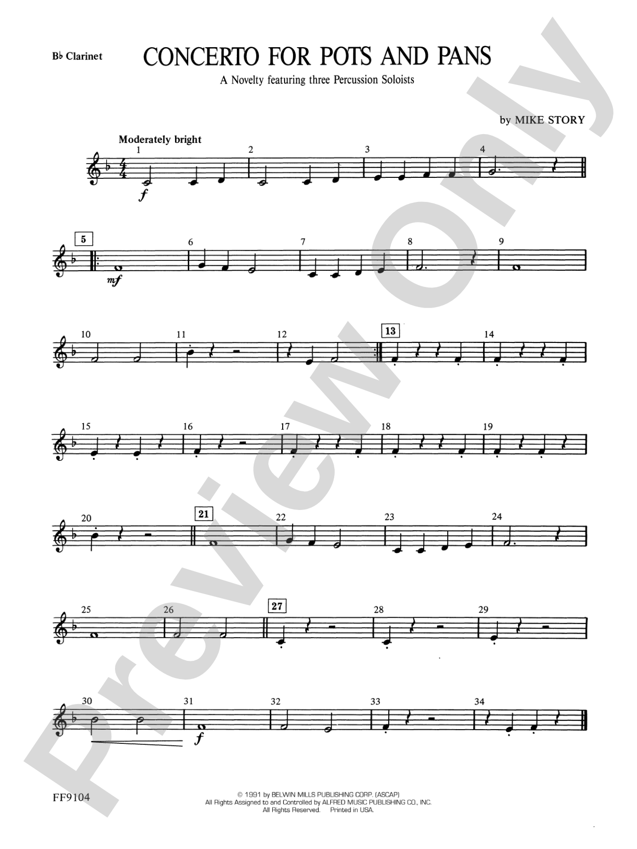 Concerto for Pots and Pans: 1st B-flat Clarinet