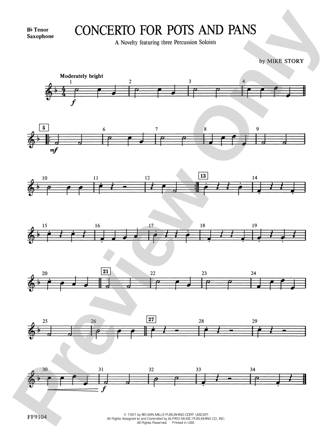Concerto for Pots and Pans: B-flat Tenor Saxophone