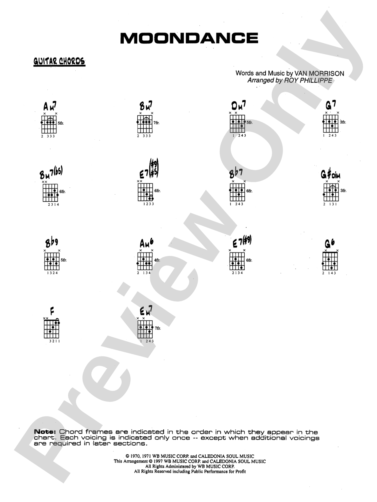 Moondance: Guitar Chords