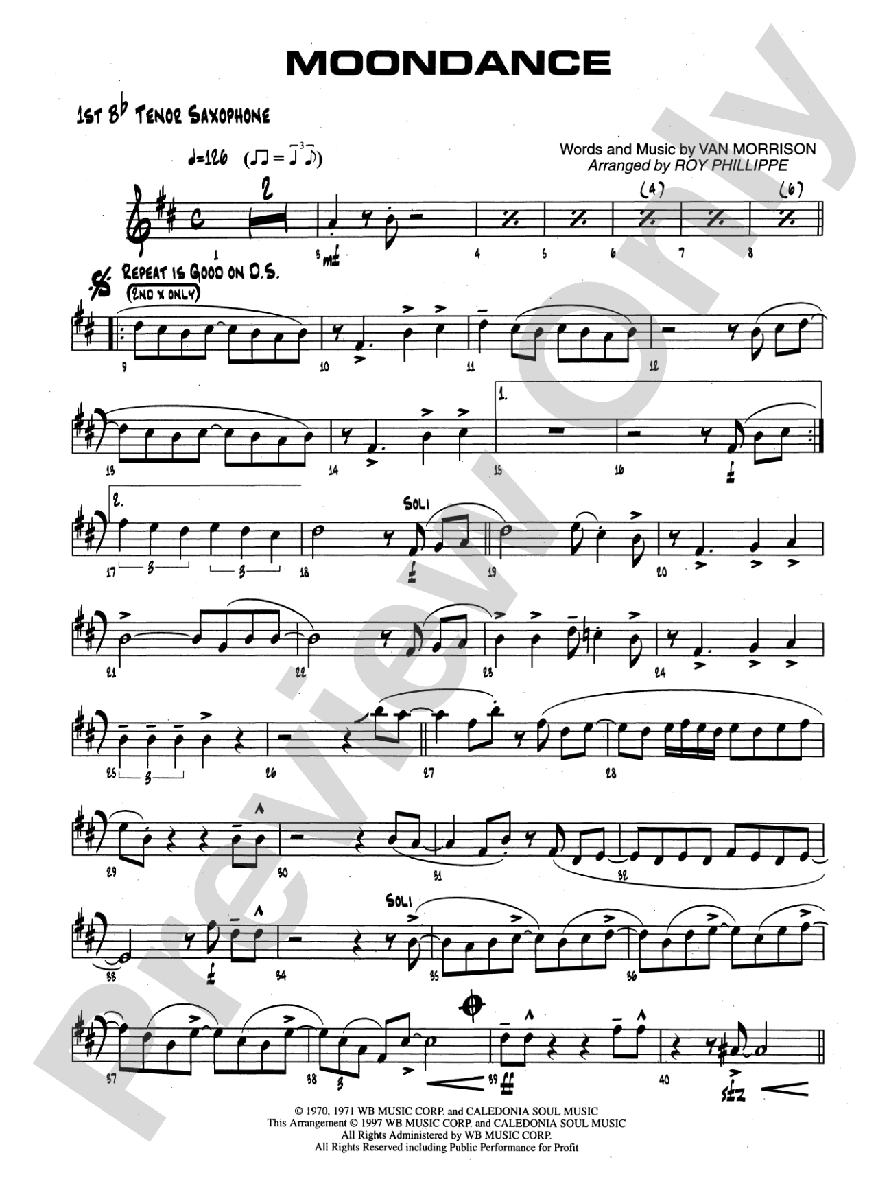 Moondance: B-flat Tenor Saxophone