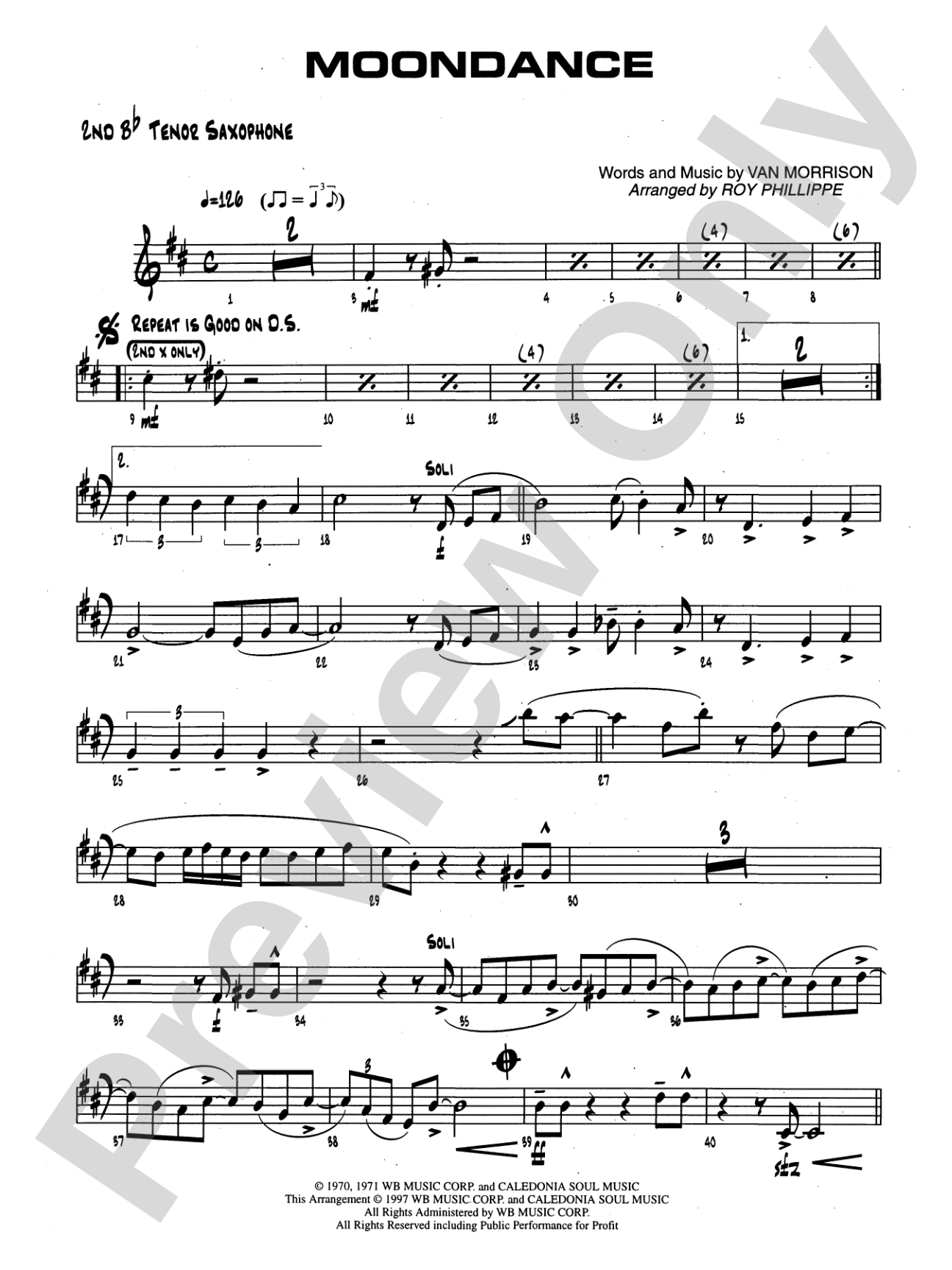 Moondance: 2nd B-flat Tenor Saxophone
