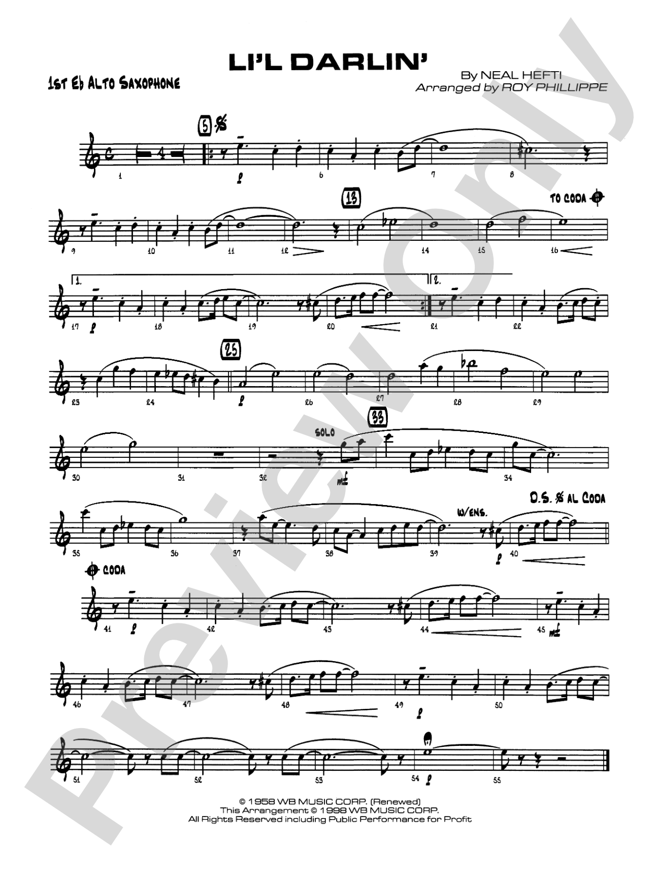 Li'l Darlin': E-flat Alto Saxophone