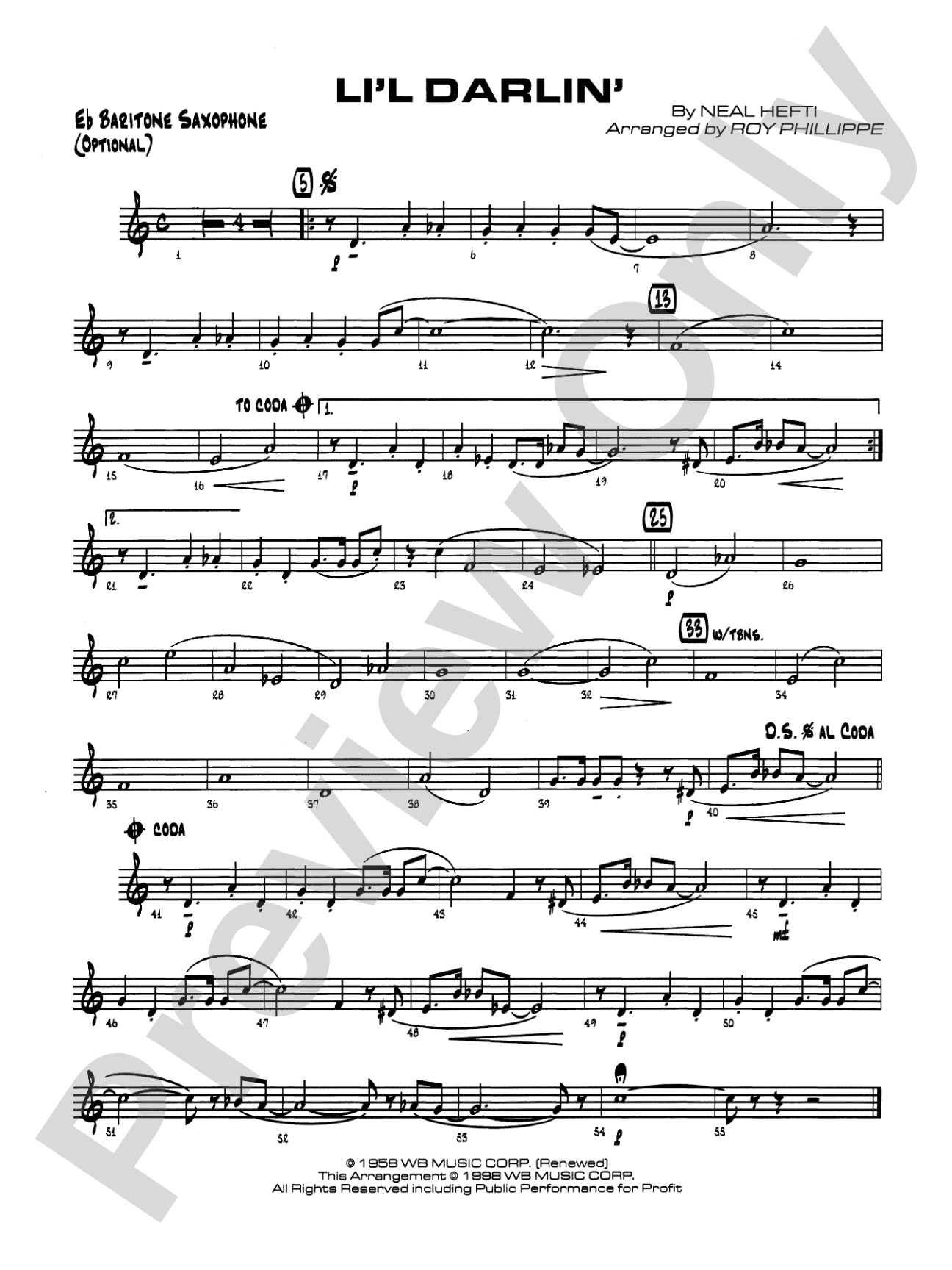Li'l Darlin': E-flat Baritone Saxophone