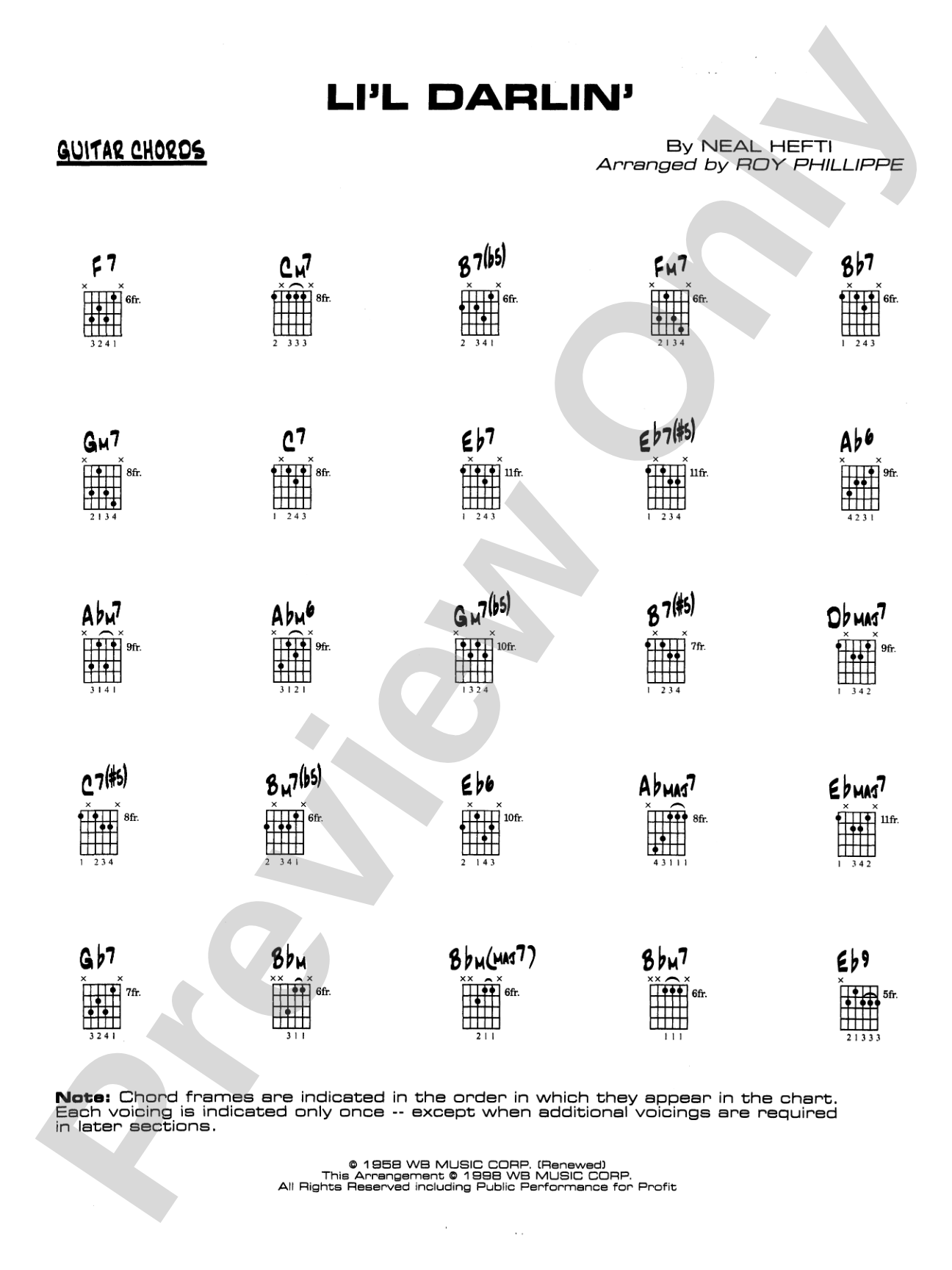 Li'l Darlin': Guitar Chords