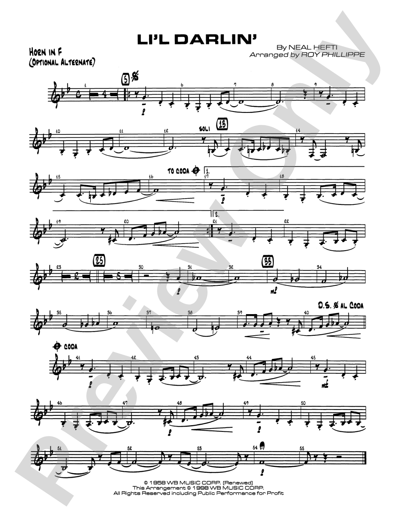 Li'l Darlin': 1st F Horn