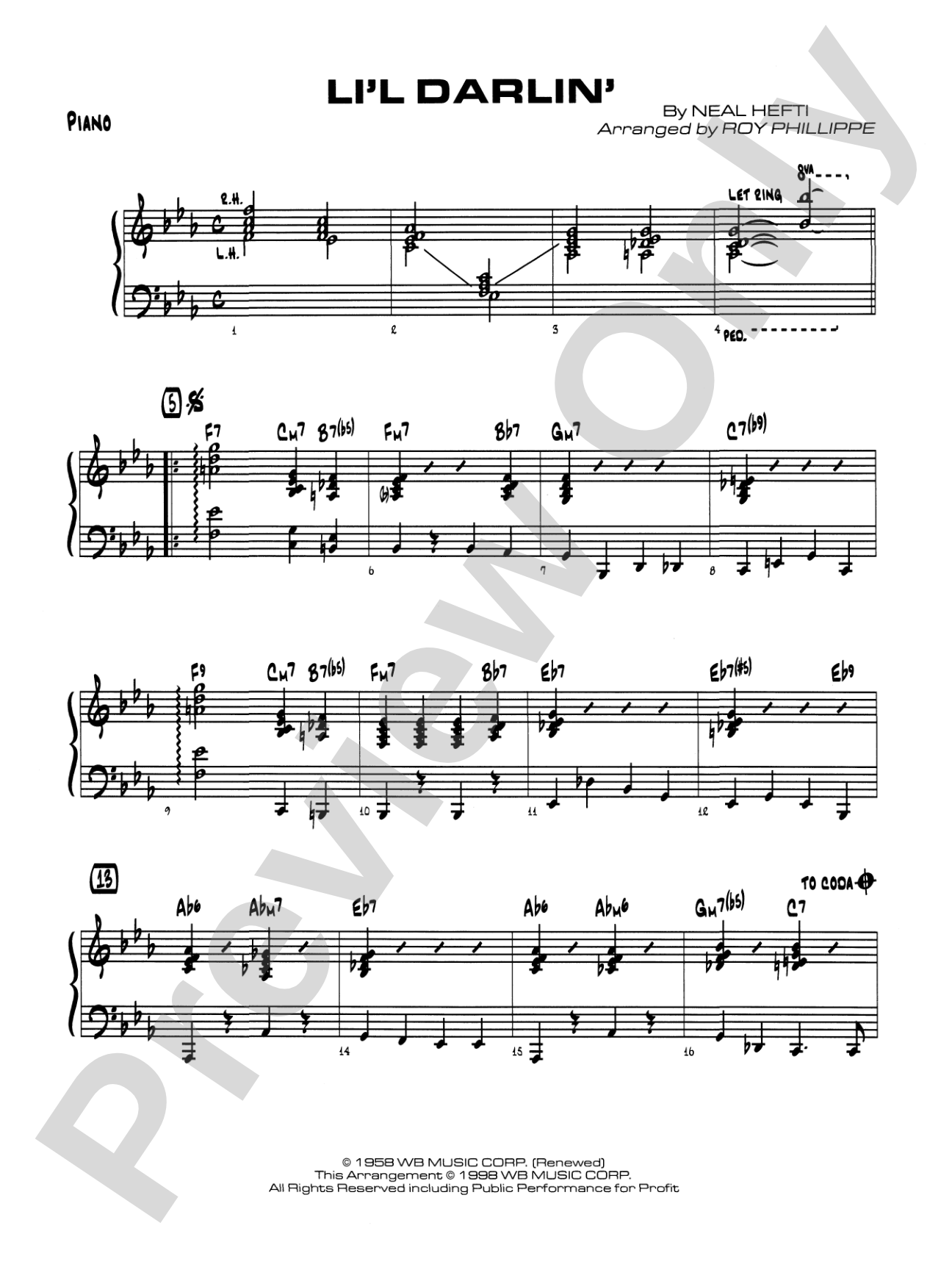 Li'l Darlin': Piano Accompaniment