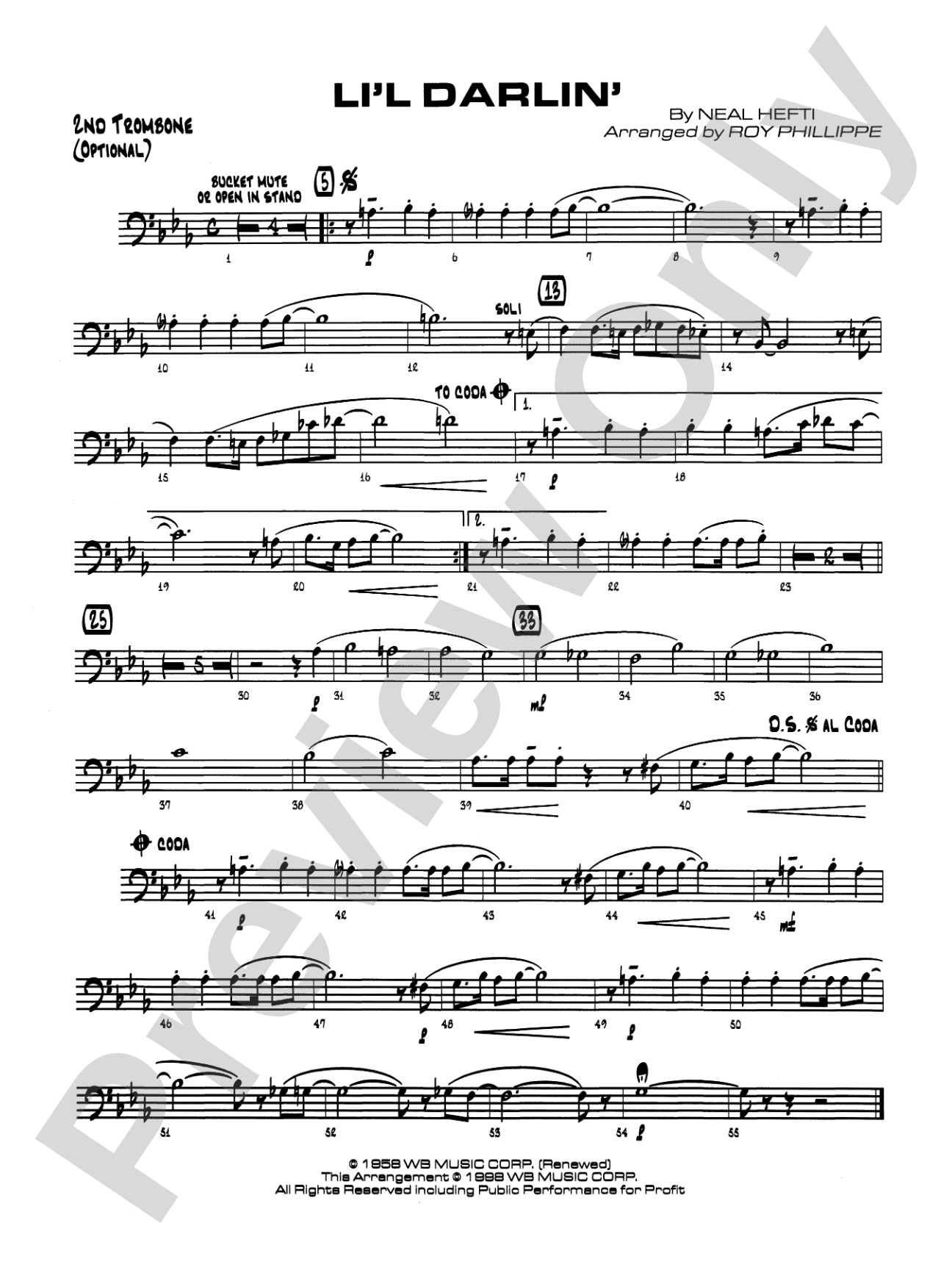 Li'l Darlin': 2nd Trombone