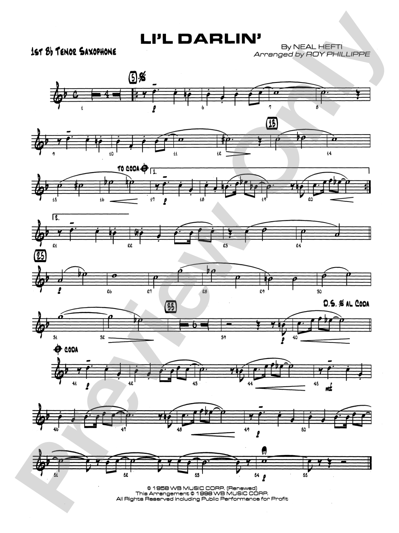 Li'l Darlin': B-flat Tenor Saxophone