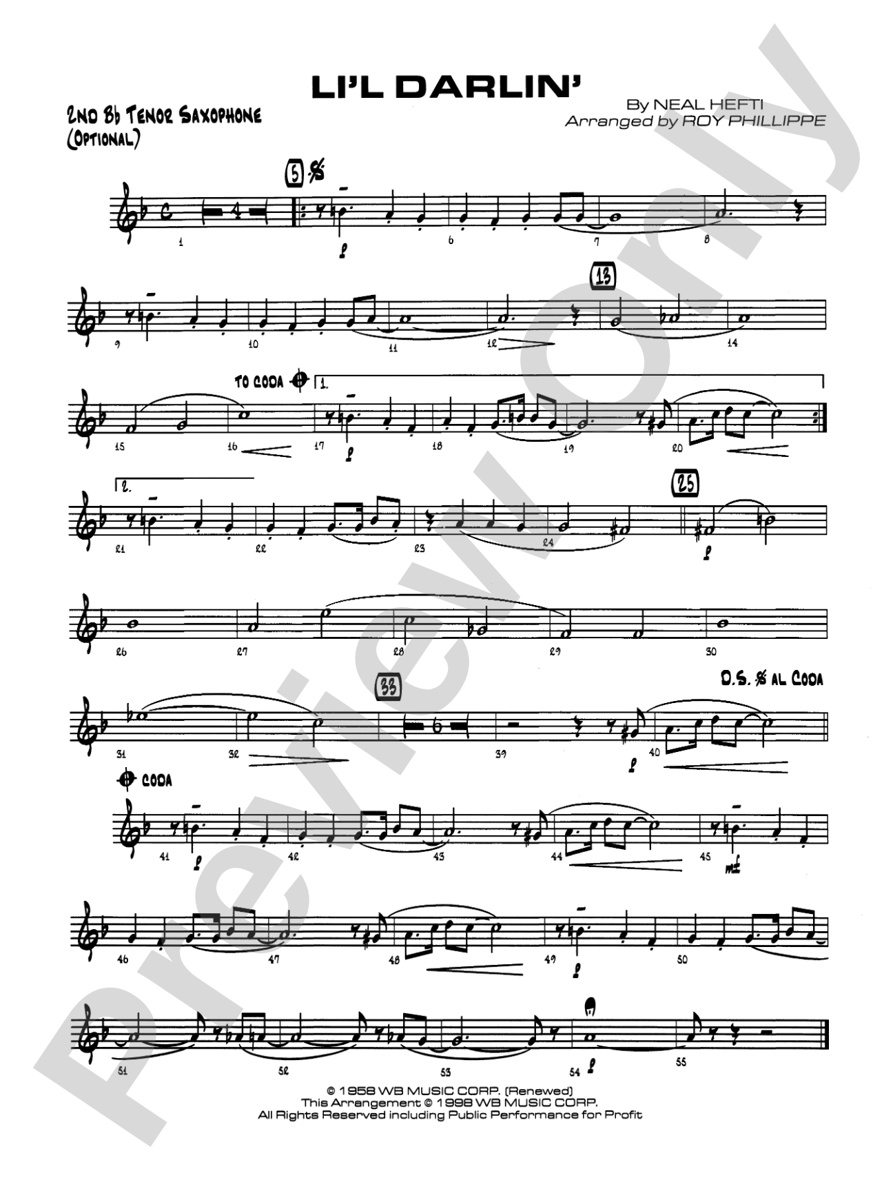 Li'l Darlin': 2nd B-flat Tenor Saxophone