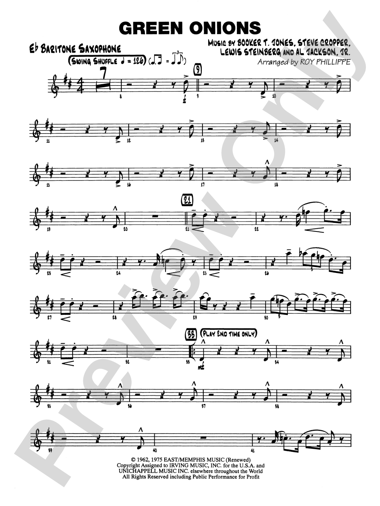 Green Onions: E-flat Baritone Saxophone