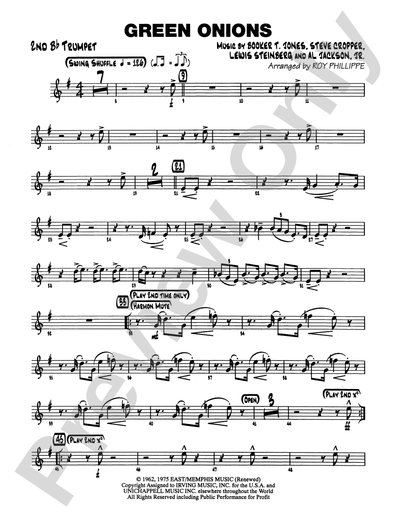 Green Onions: 2nd B-flat Trumpet