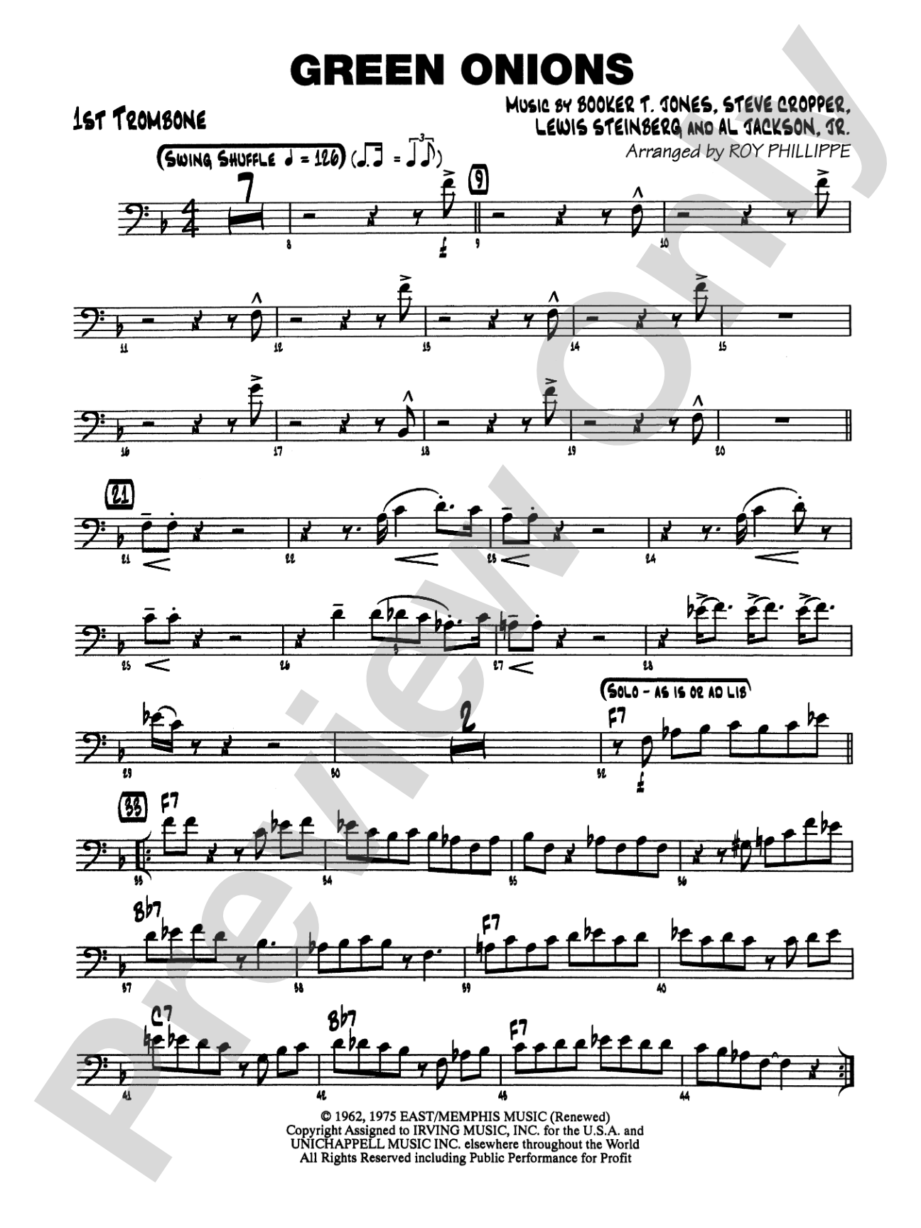 Green Onions: 1st Trombone