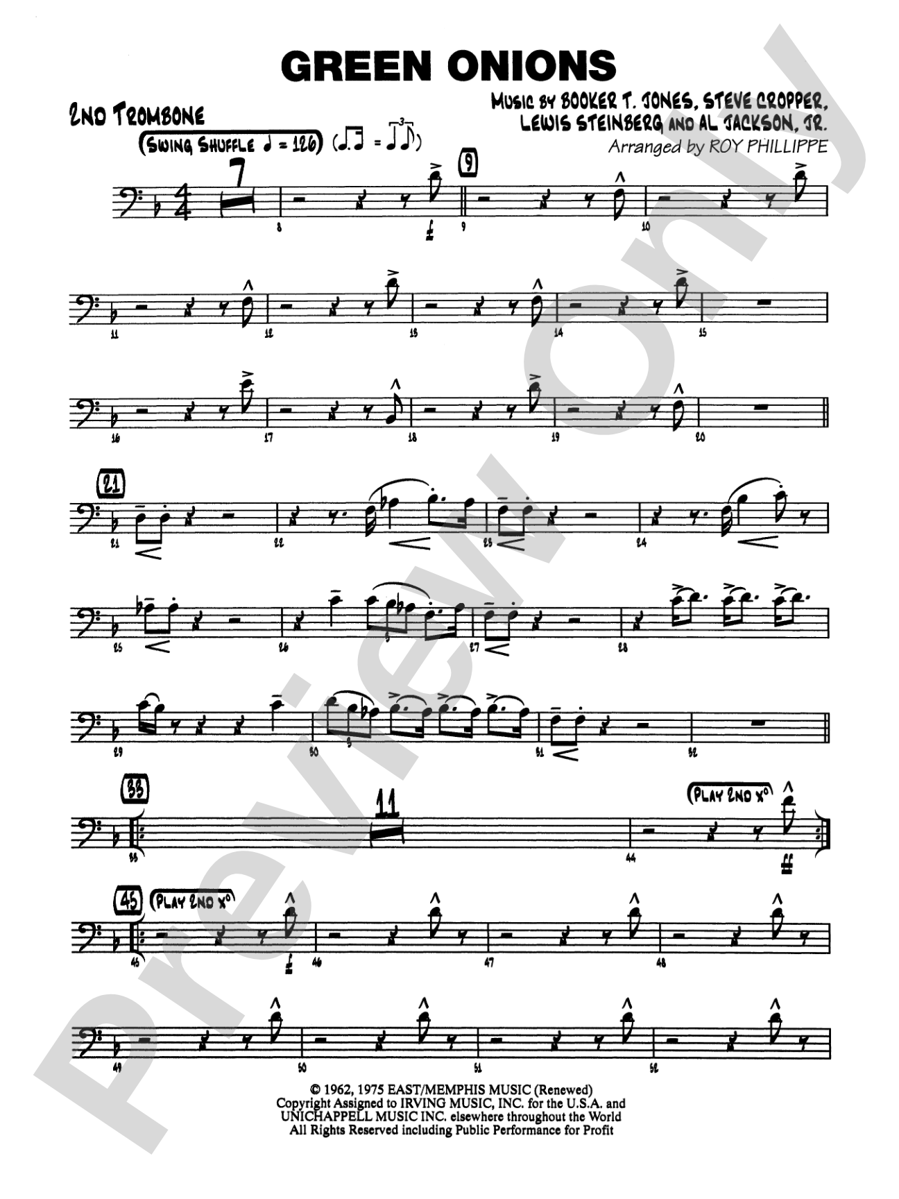 Green Onions: 2nd Trombone