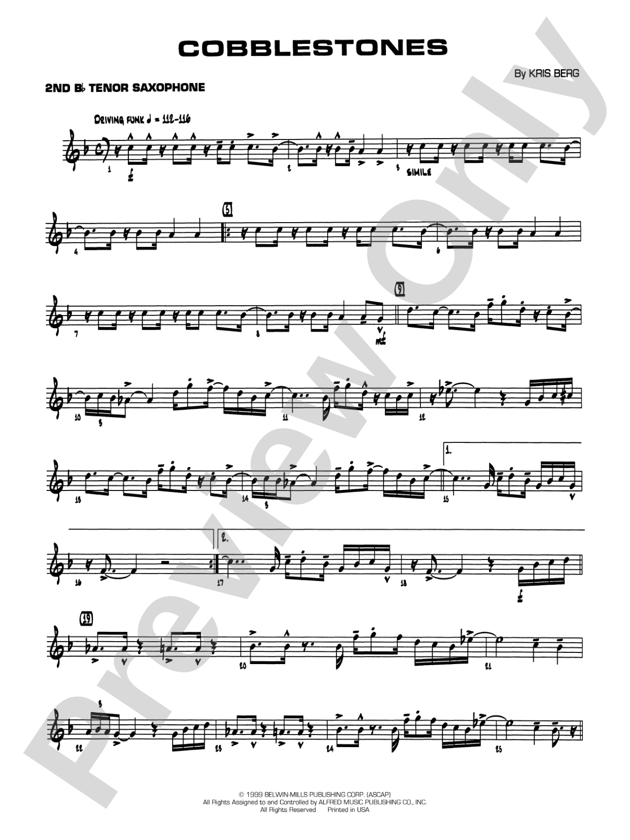 Cobblestones: 2nd B-flat Tenor Saxophone