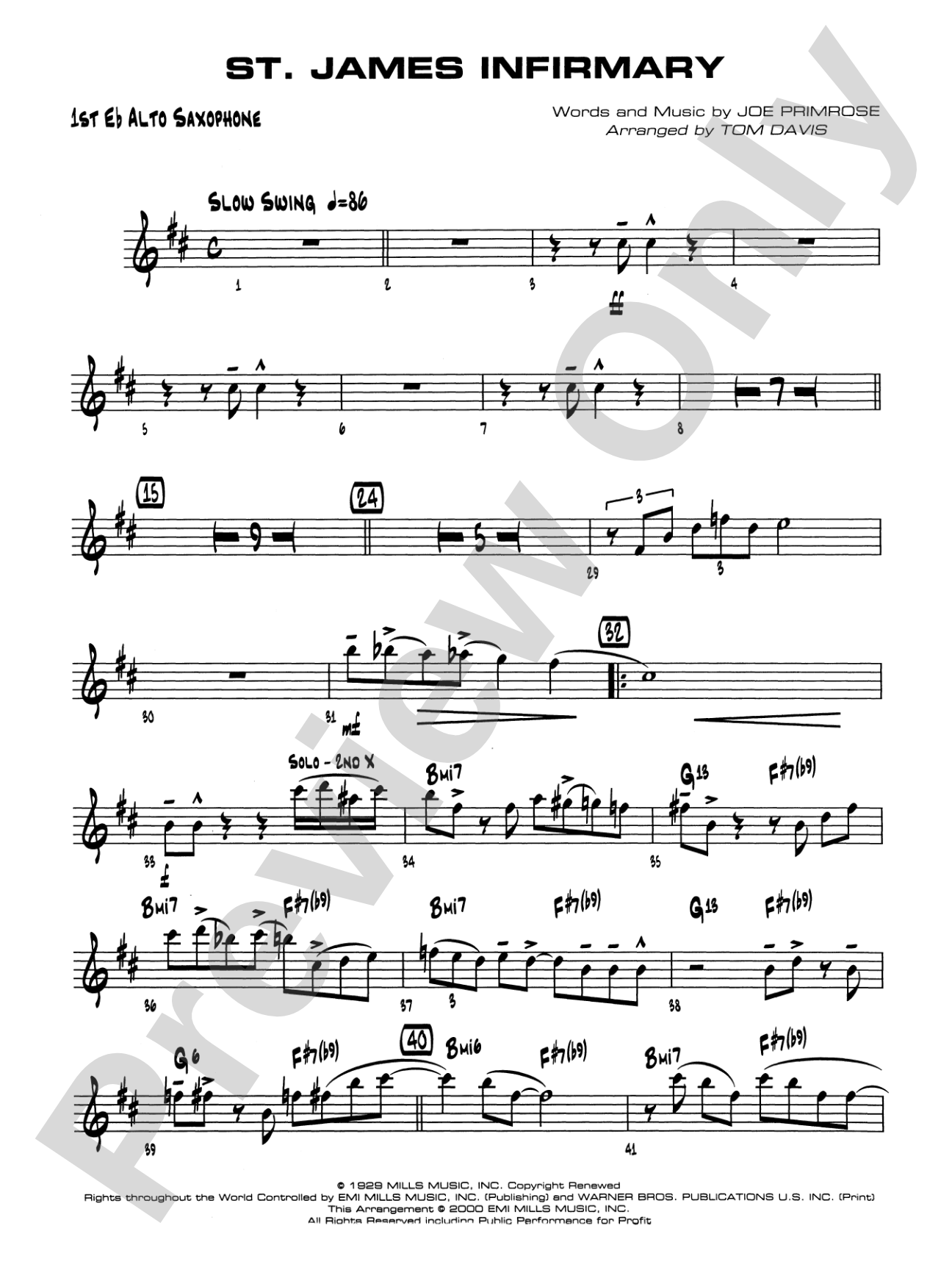 St. James Infirmary: E-flat Alto Saxophone