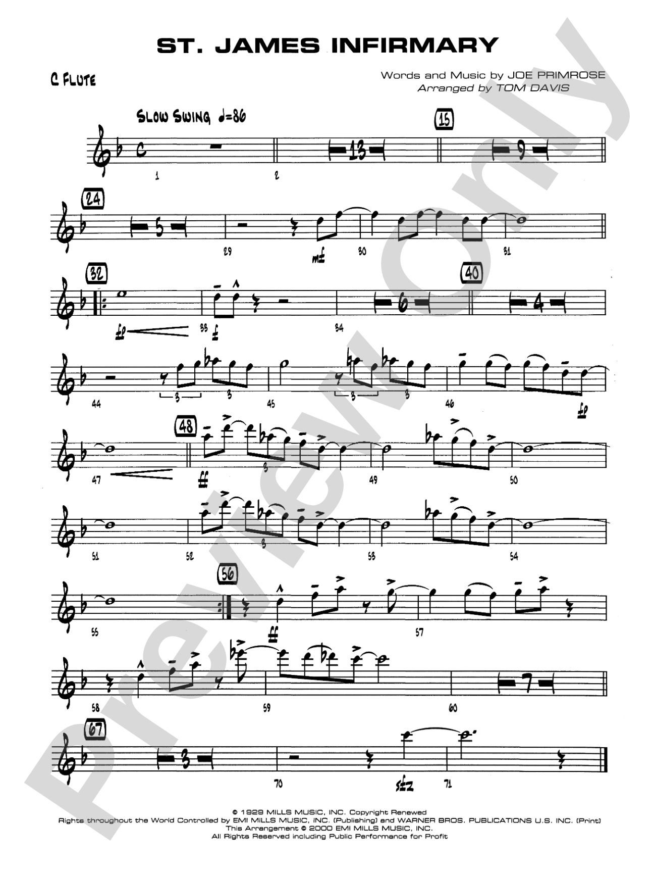 St. James Infirmary: Flute