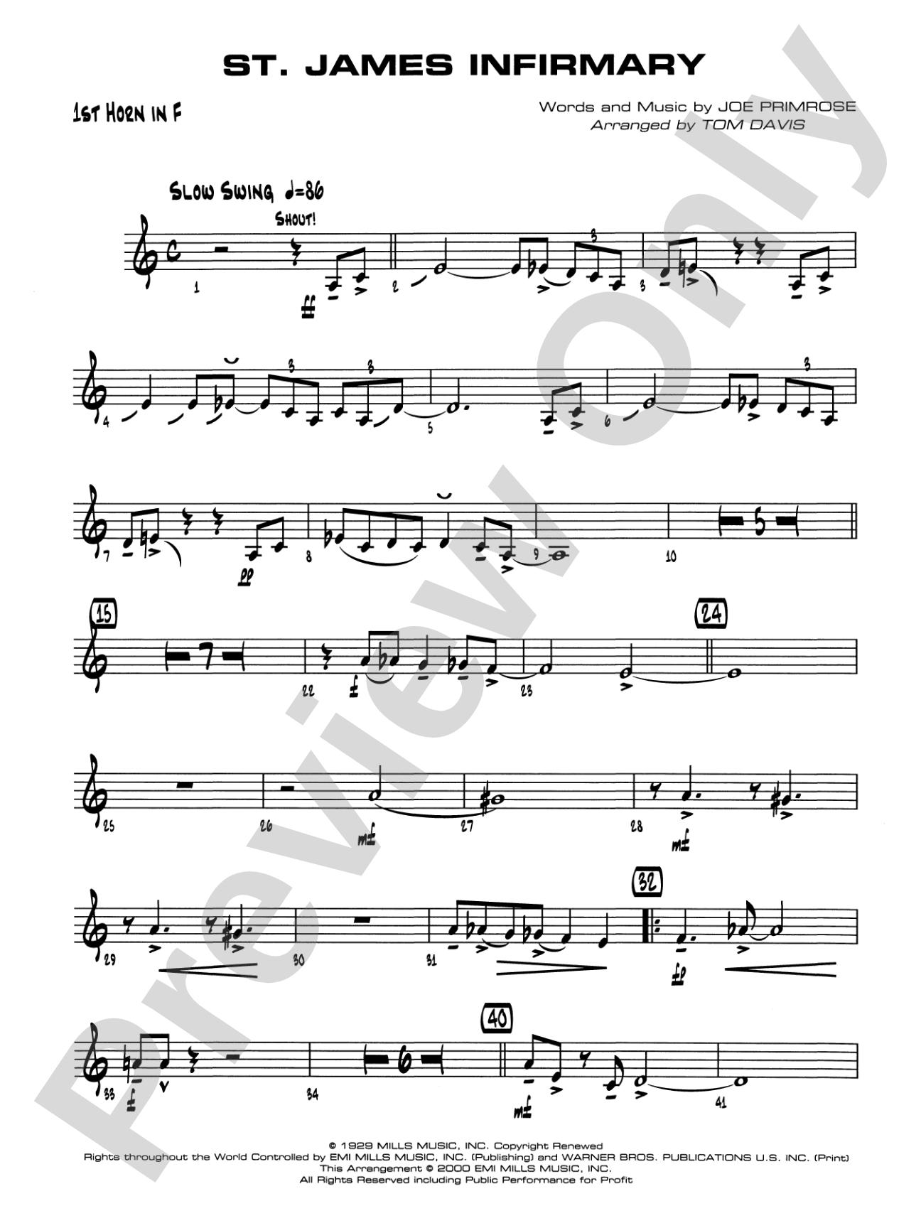 St. James Infirmary: 1st F Horn