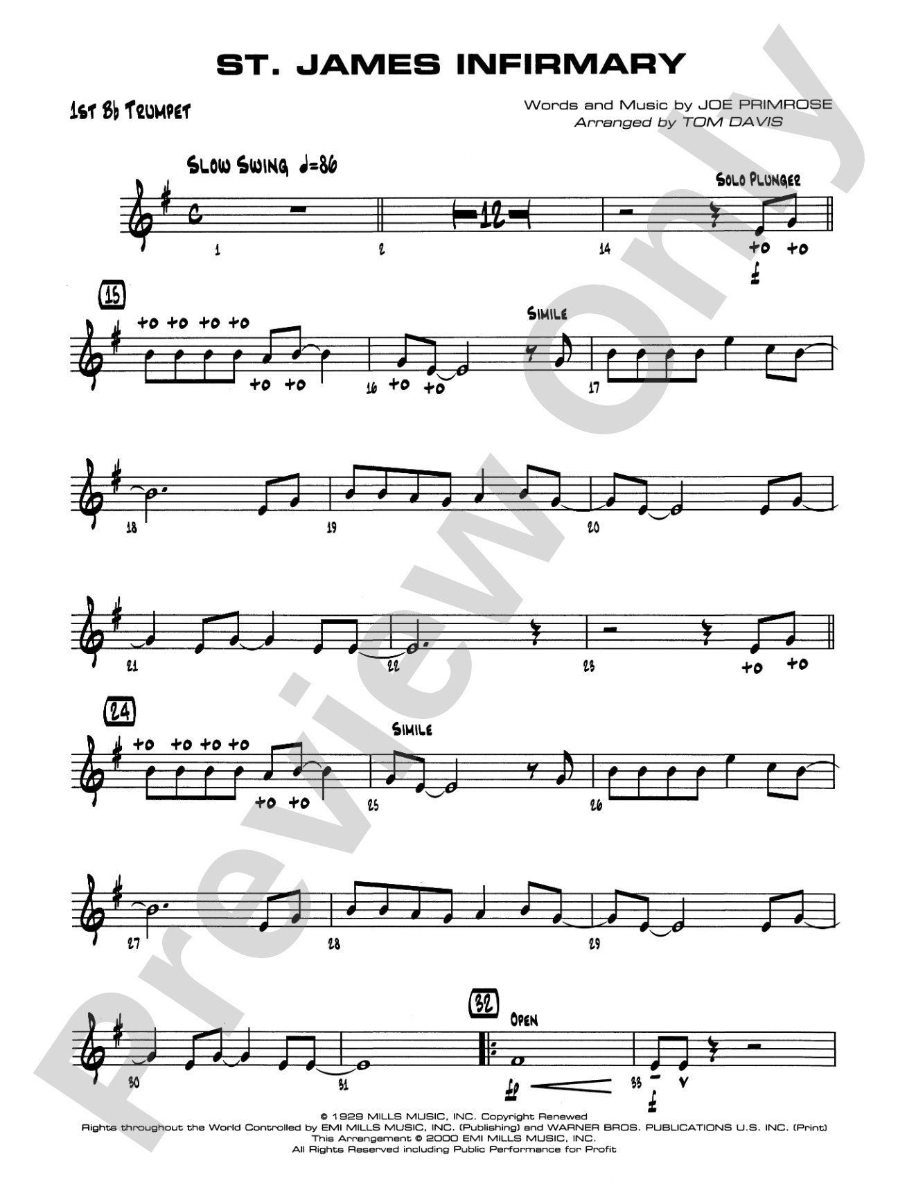 St. James Infirmary: 1st B-flat Trumpet