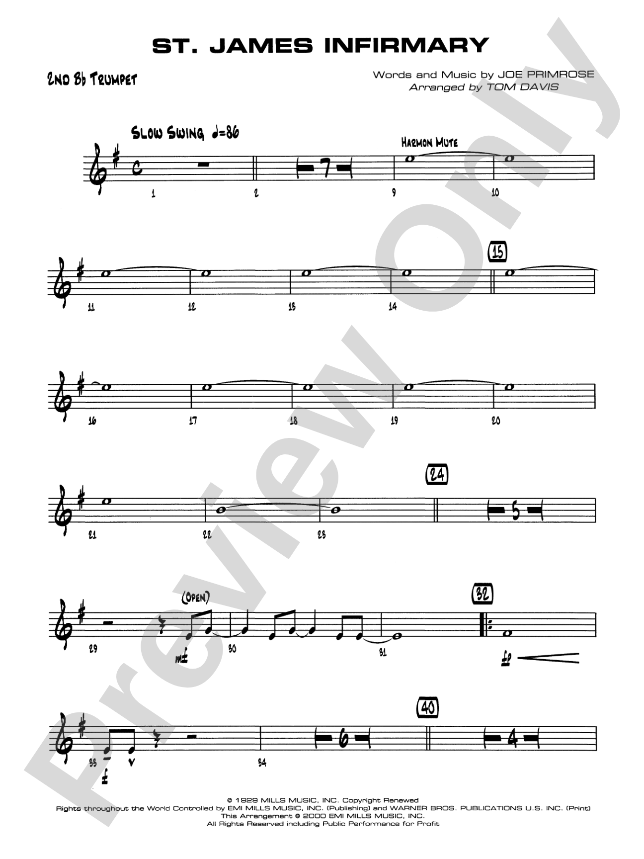 St. James Infirmary: 2nd B-flat Trumpet