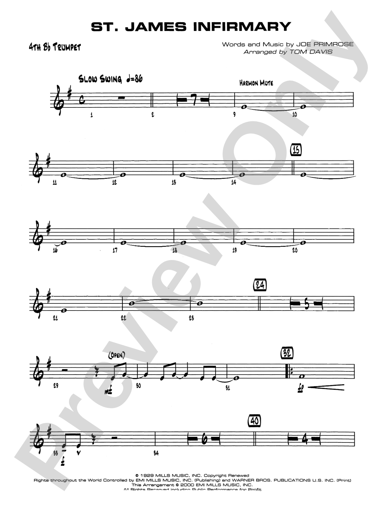 St. James Infirmary: 4th B-flat Trumpet