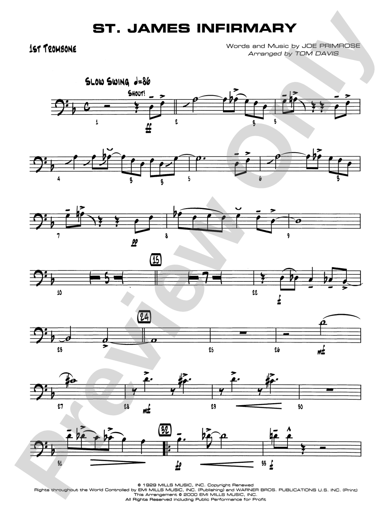 St. James Infirmary: 1st Trombone