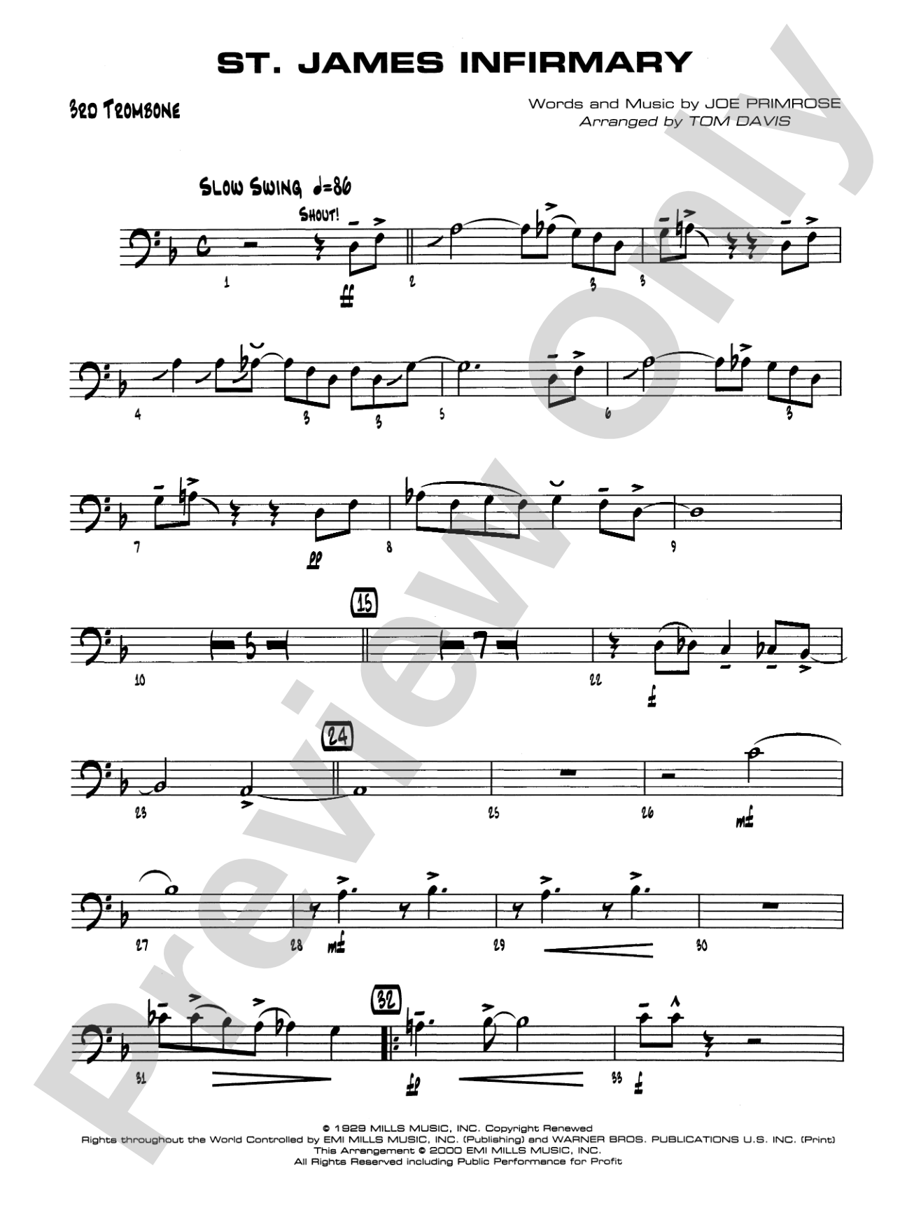 St. James Infirmary: 3rd Trombone
