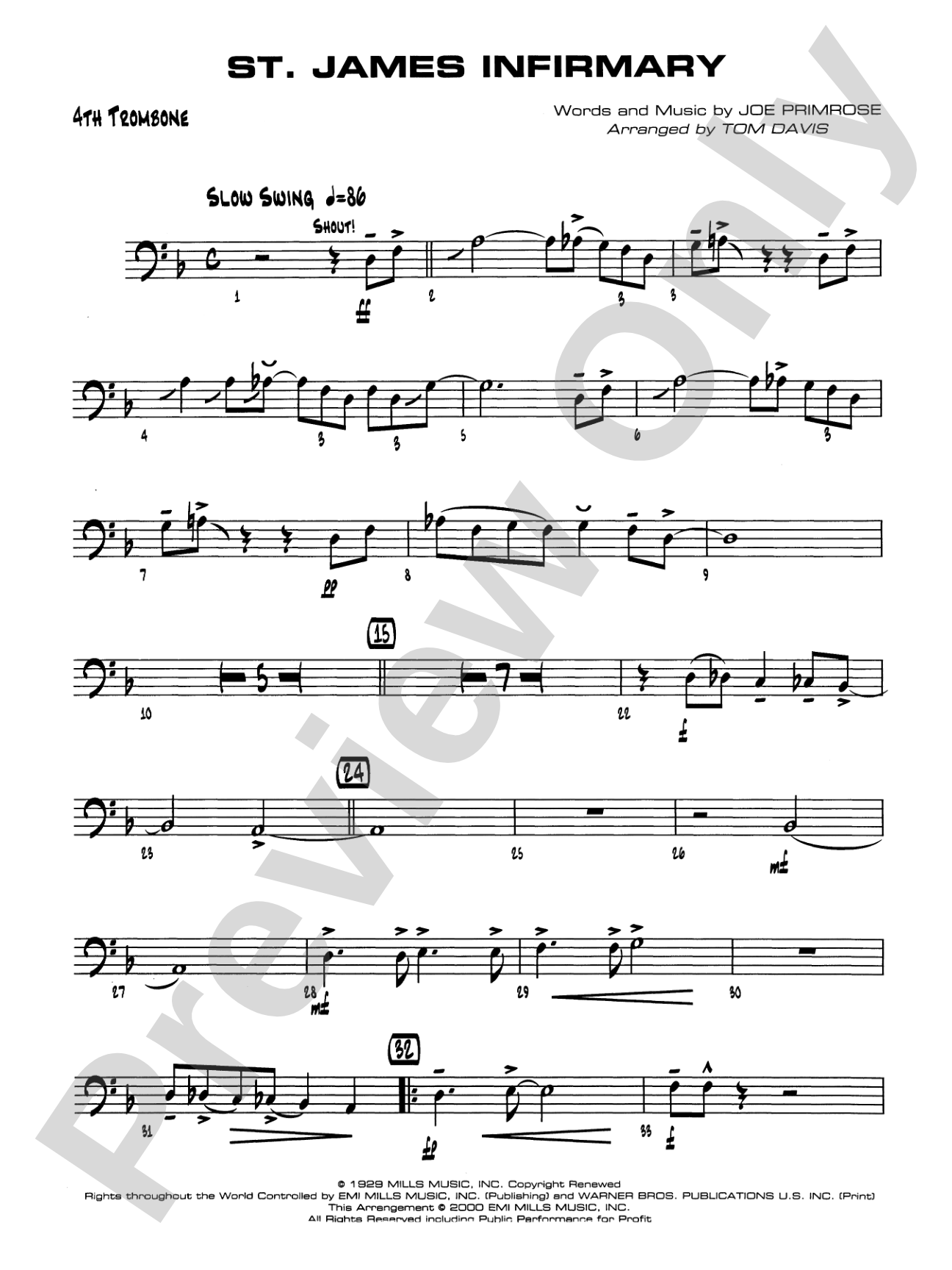 St. James Infirmary: 4th Trombone