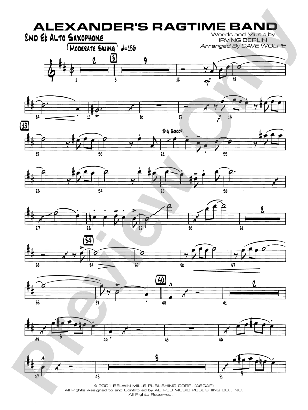 Alexander's Ragtime Band: 2nd E-flat Alto Saxophone
