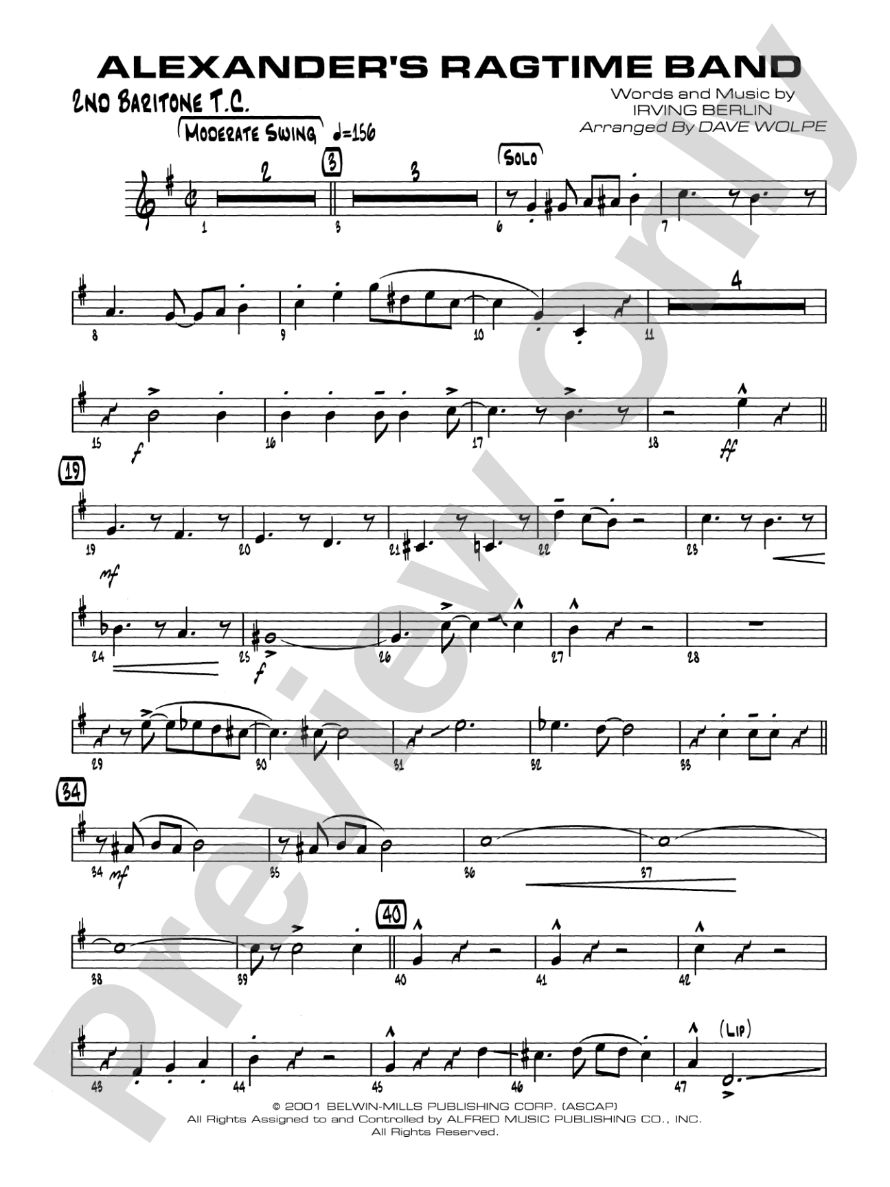 Alexander's Ragtime Band: 2nd Baritone T.C.