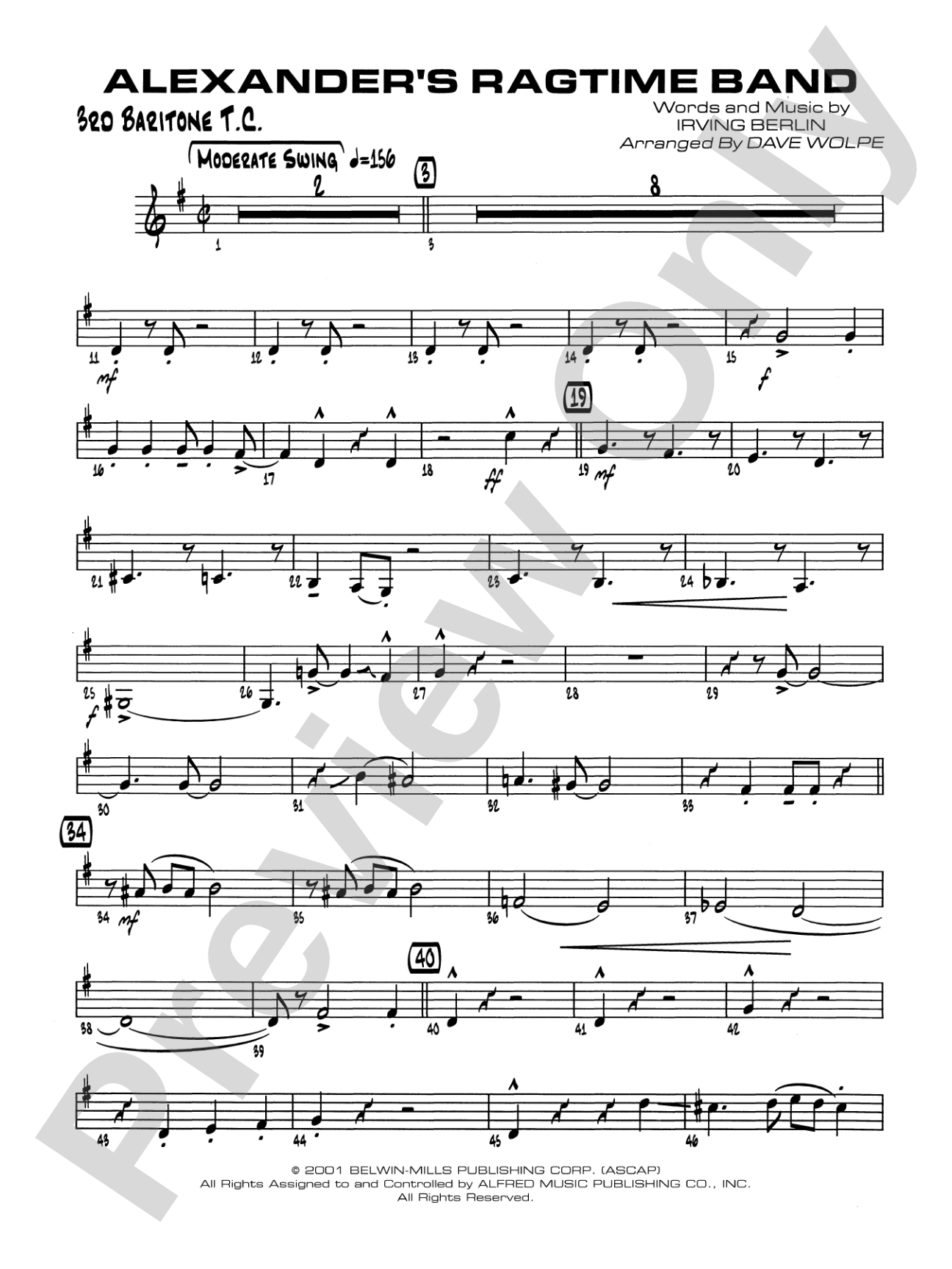 Alexander's Ragtime Band: 3rd Baritone T.C.