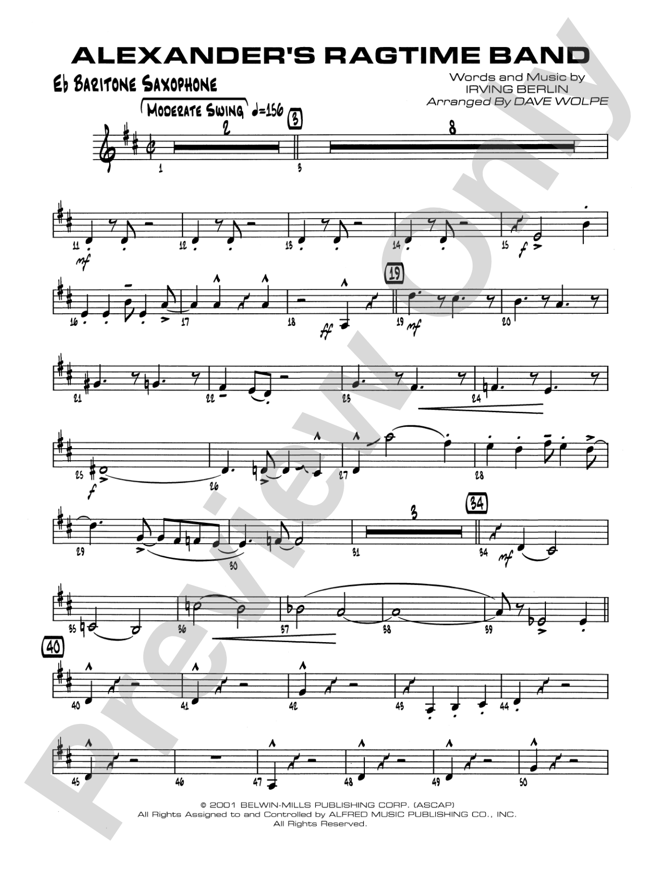 Alexander's Ragtime Band: E-flat Baritone Saxophone