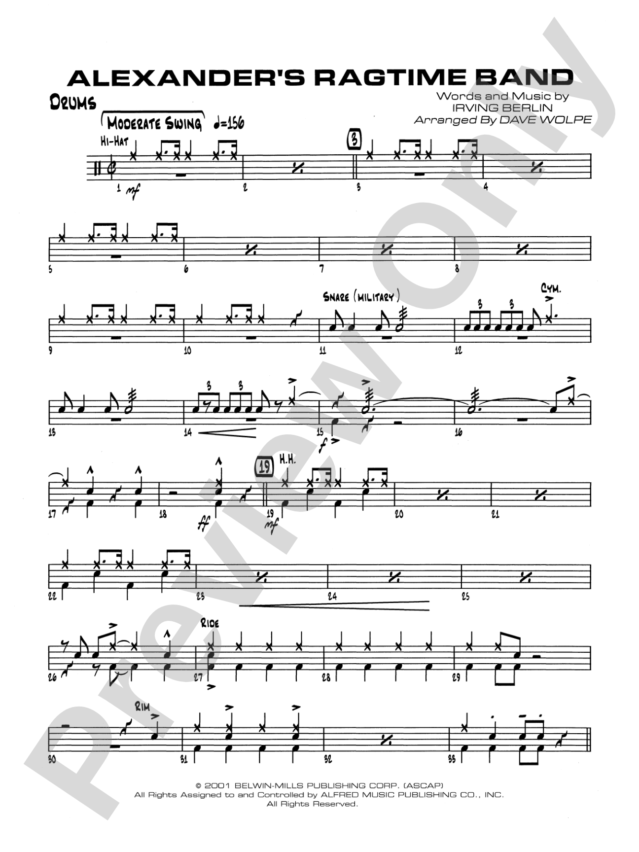 Alexander's Ragtime Band: Drums