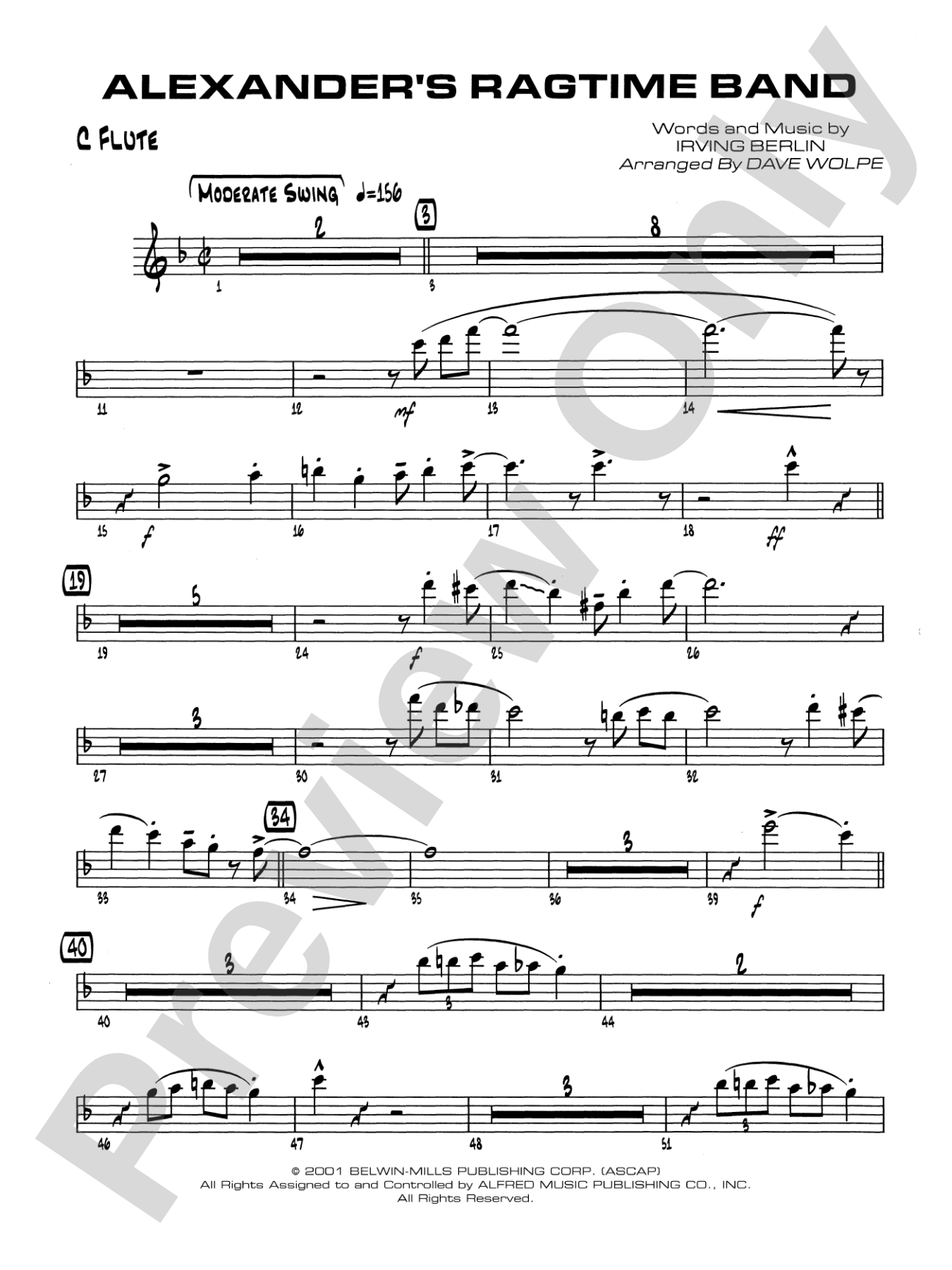 Alexander's Ragtime Band: Flute