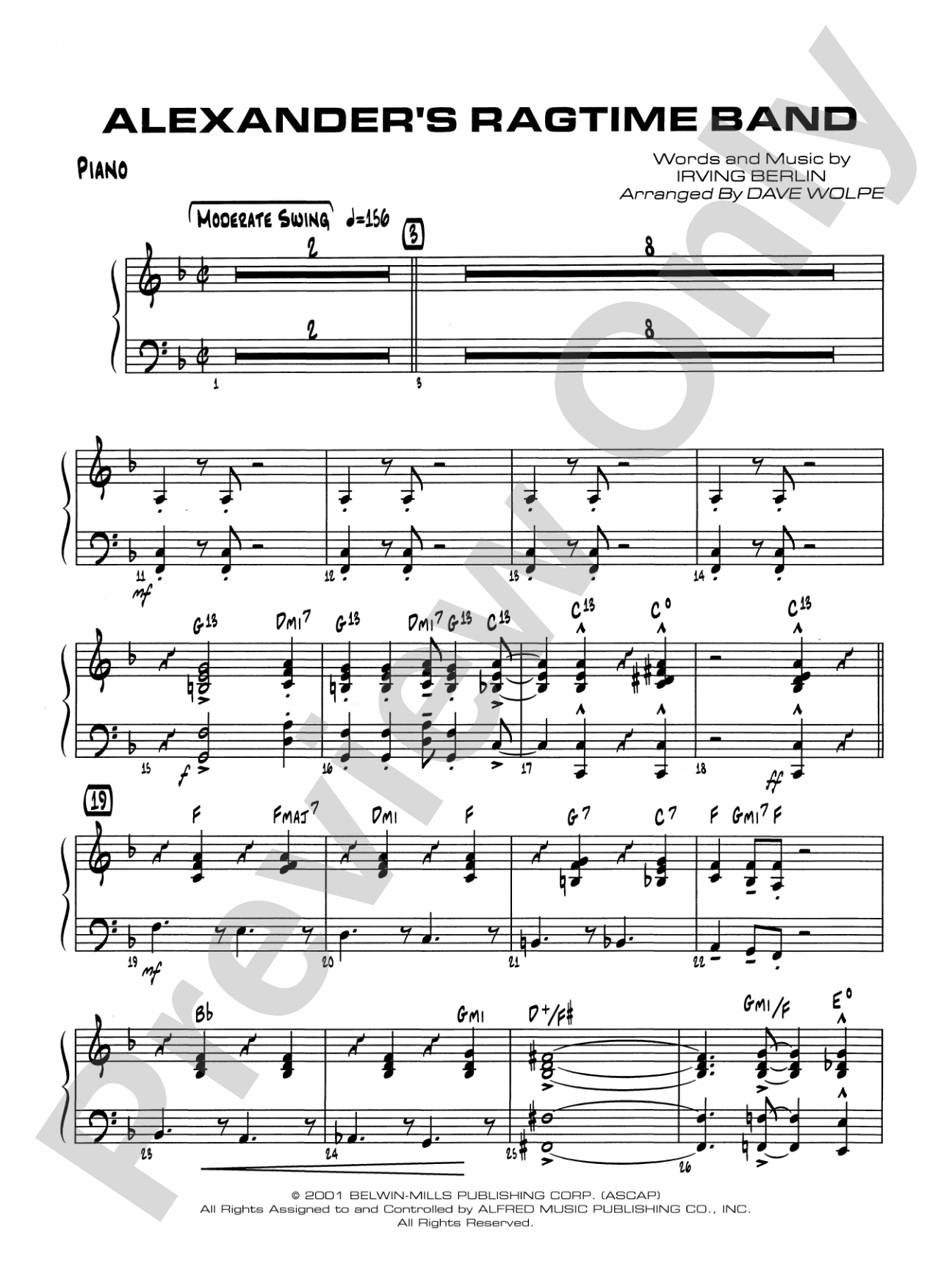 Alexander's Ragtime Band: Piano Accompaniment