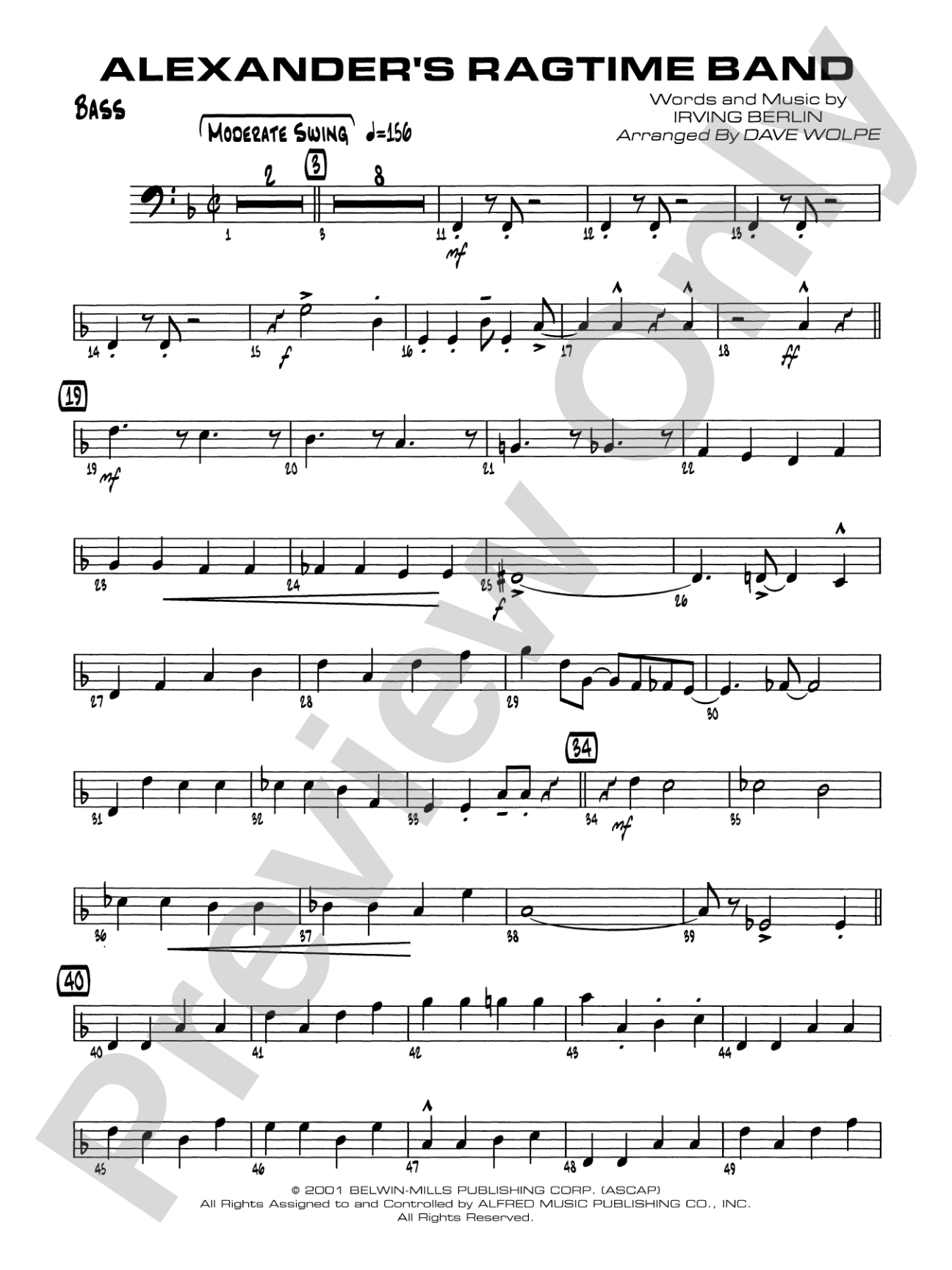 Alexander's Ragtime Band: String Bass