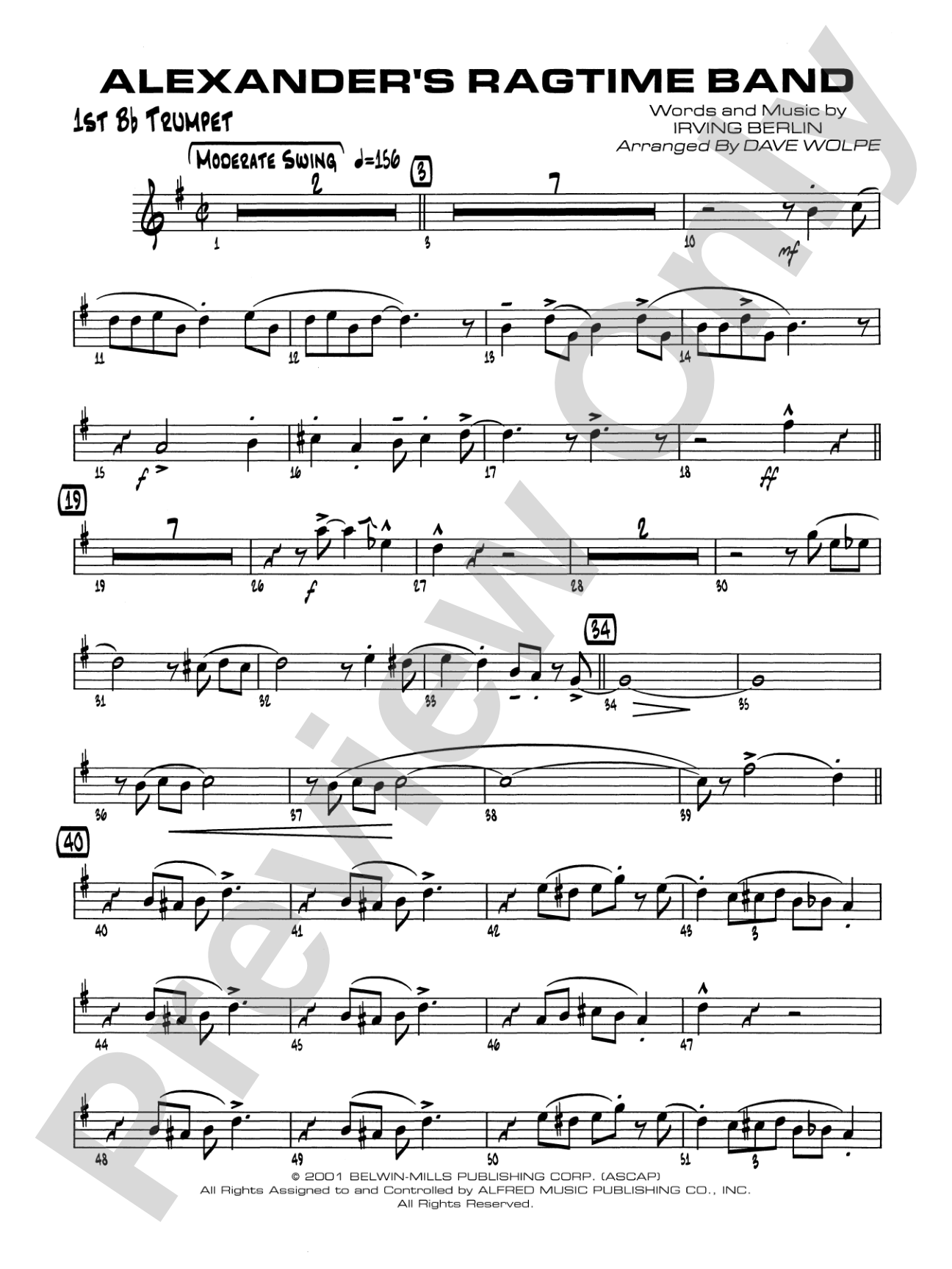 Alexander's Ragtime Band: 1st B-flat Trumpet