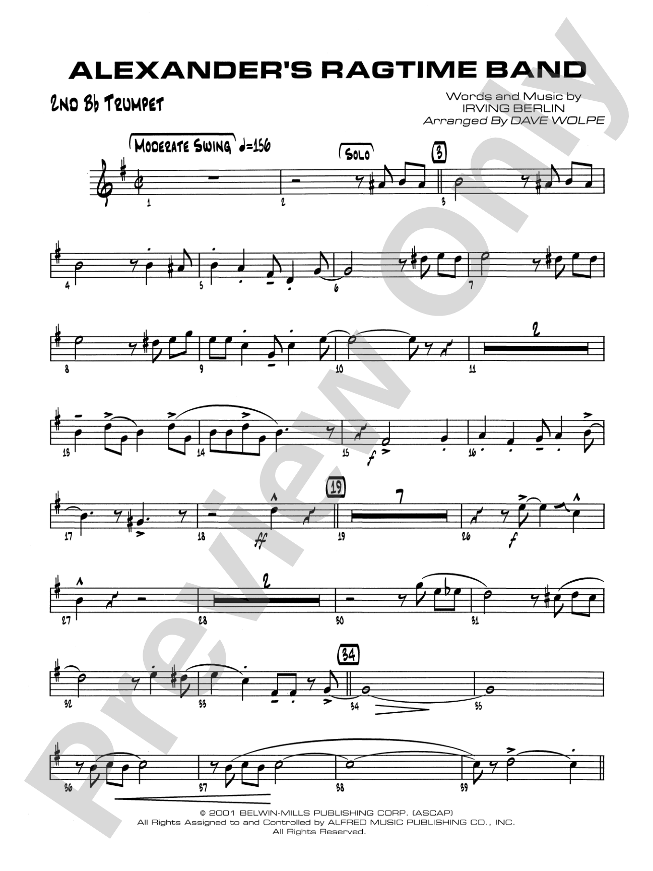 Alexander's Ragtime Band: 2nd B-flat Trumpet