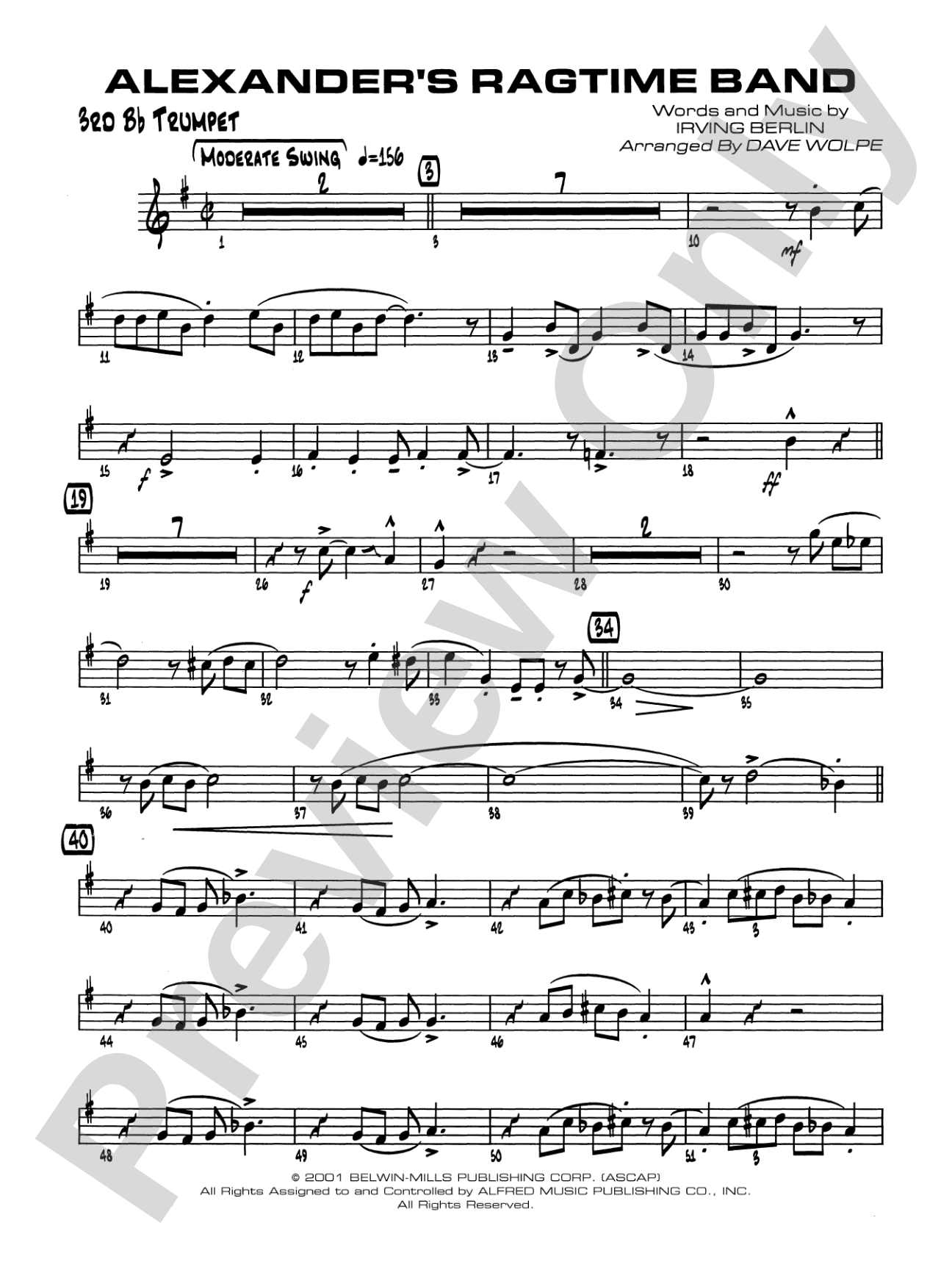 Alexander's Ragtime Band: 3rd B-flat Trumpet