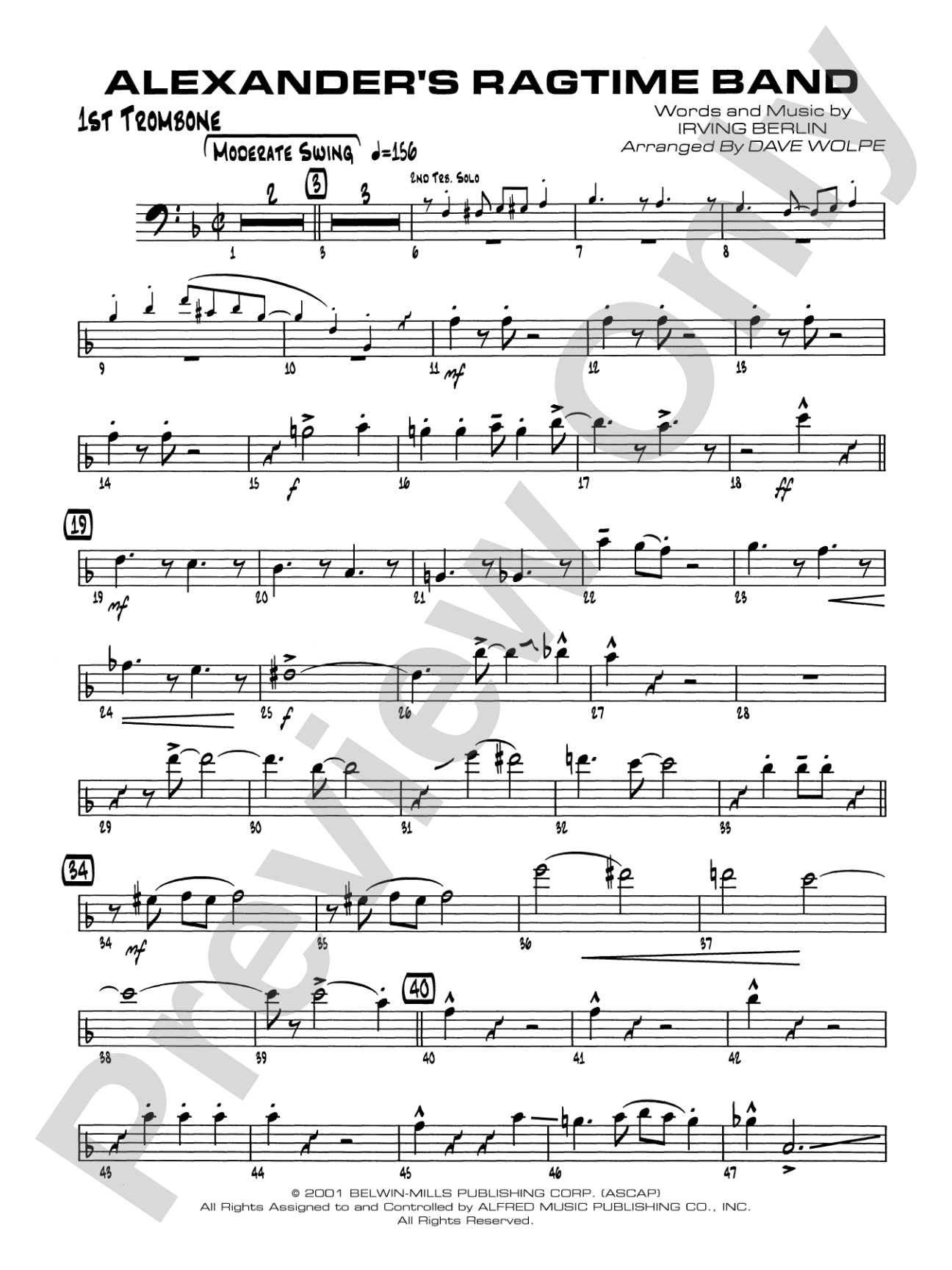 Alexander's Ragtime Band: 1st Trombone