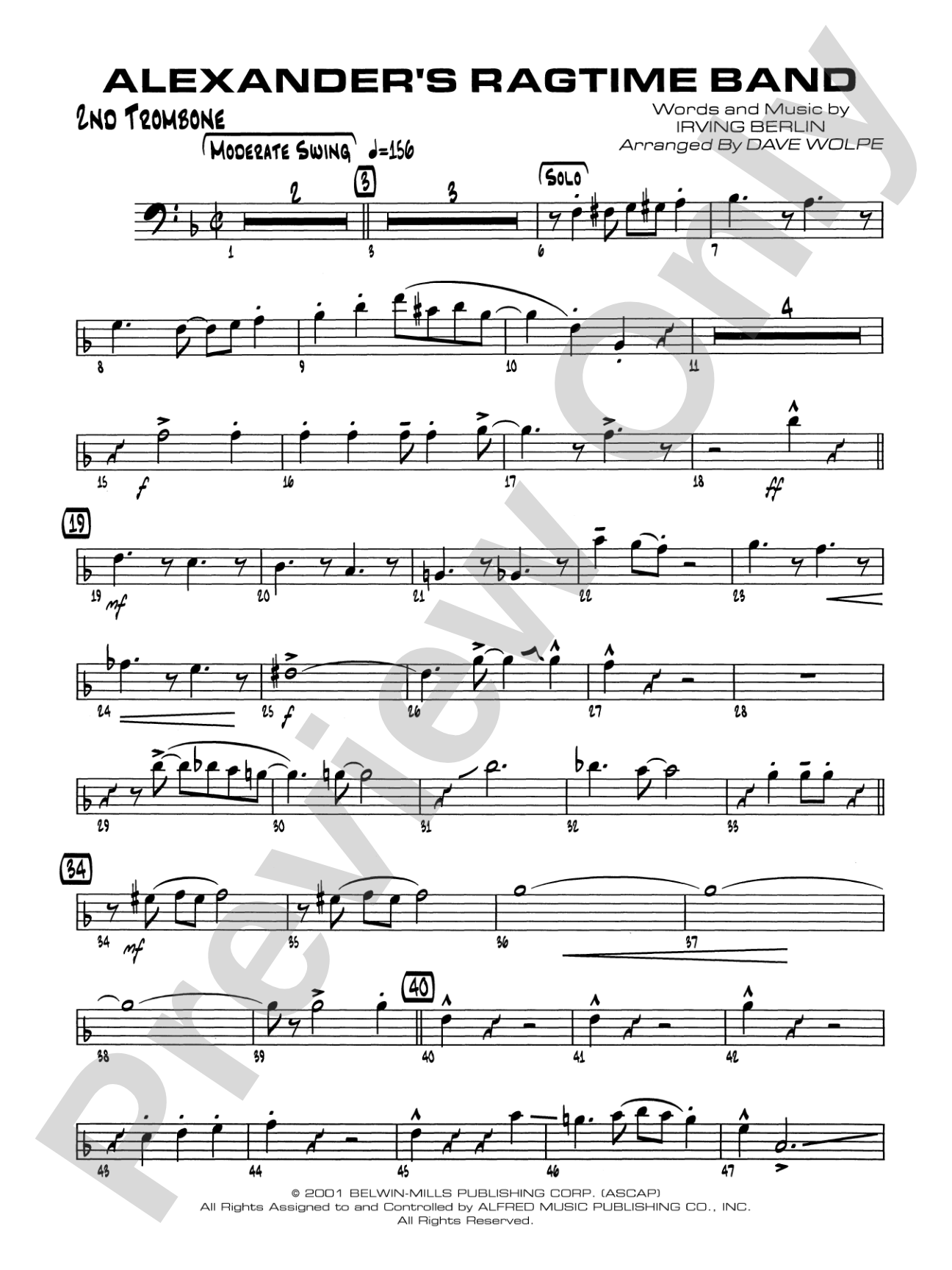 Alexander's Ragtime Band: 2nd Trombone