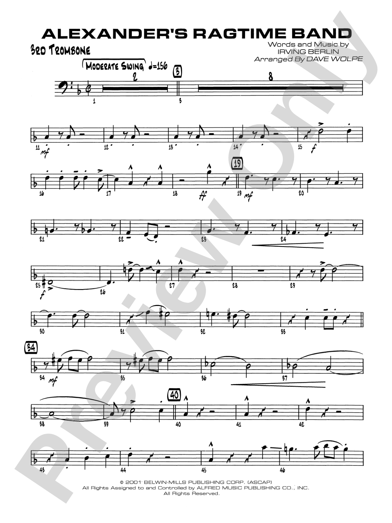 Alexander's Ragtime Band: 3rd Trombone