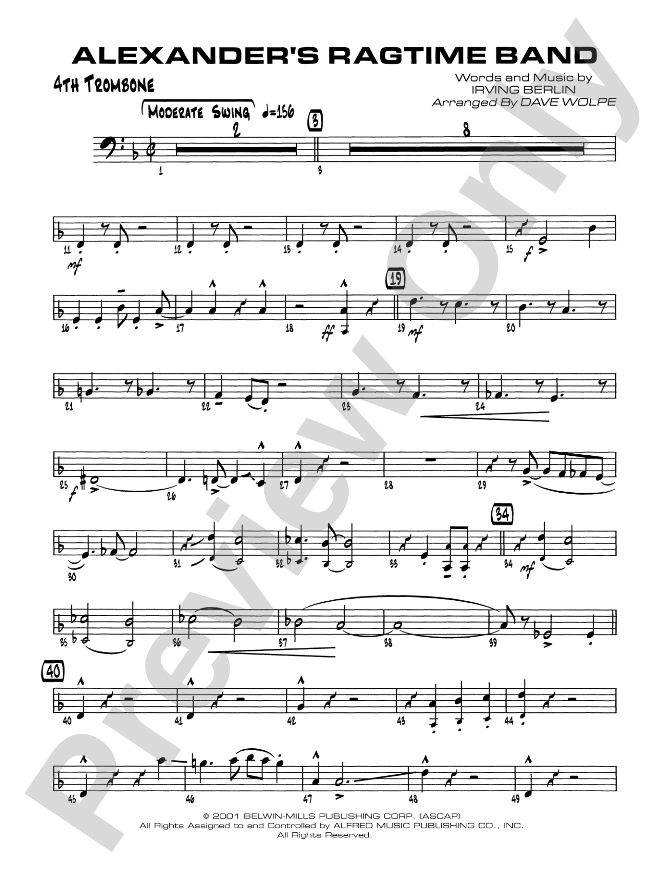 Alexander's Ragtime Band: 4th Trombone