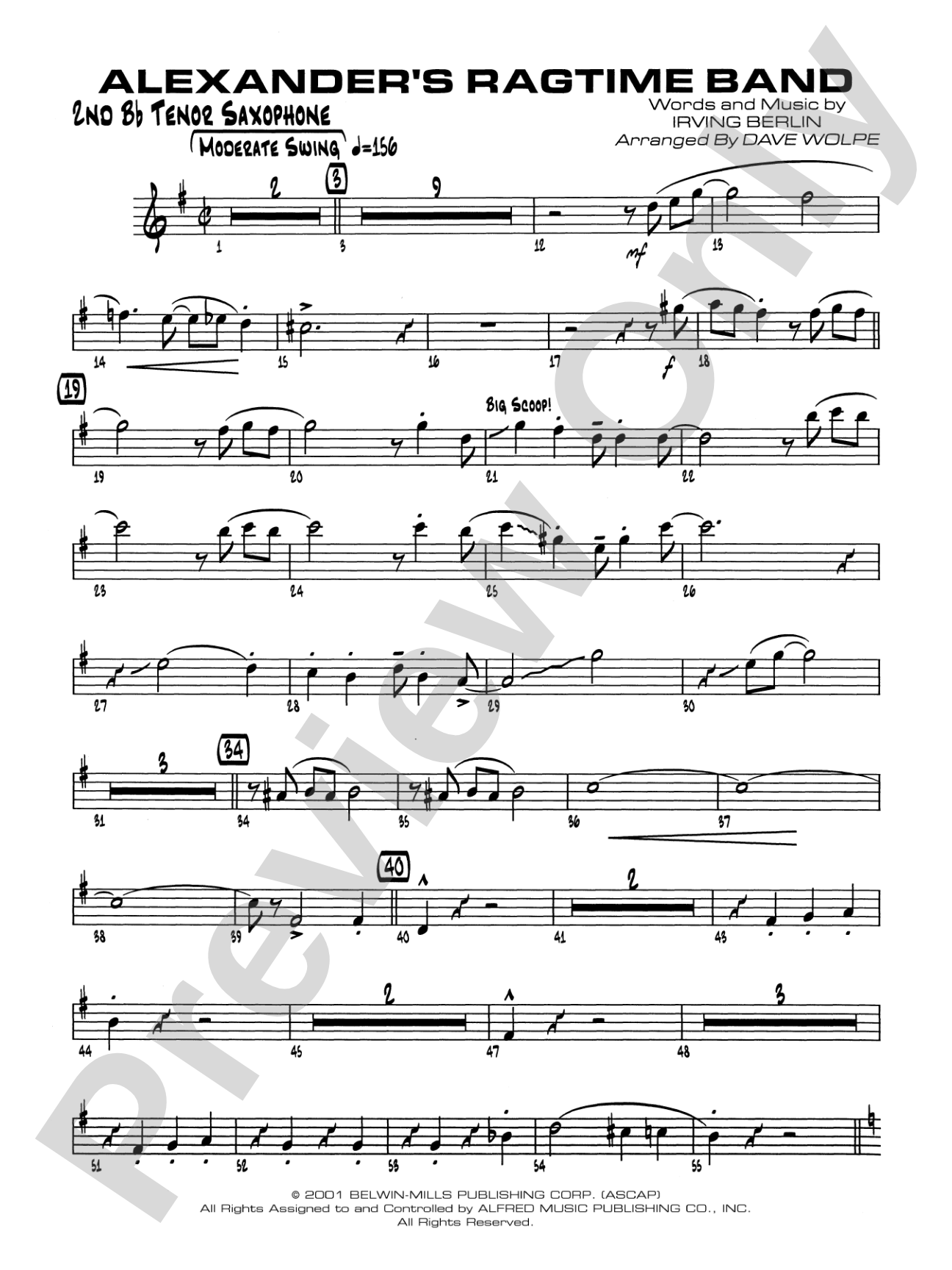 Alexander's Ragtime Band: 2nd B-flat Tenor Saxophone