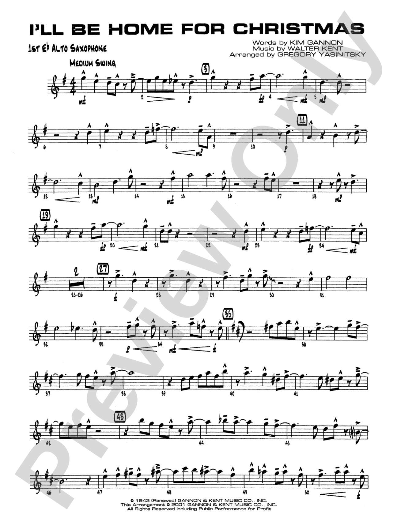 I'll Be Home for Christmas: E-flat Alto Saxophone