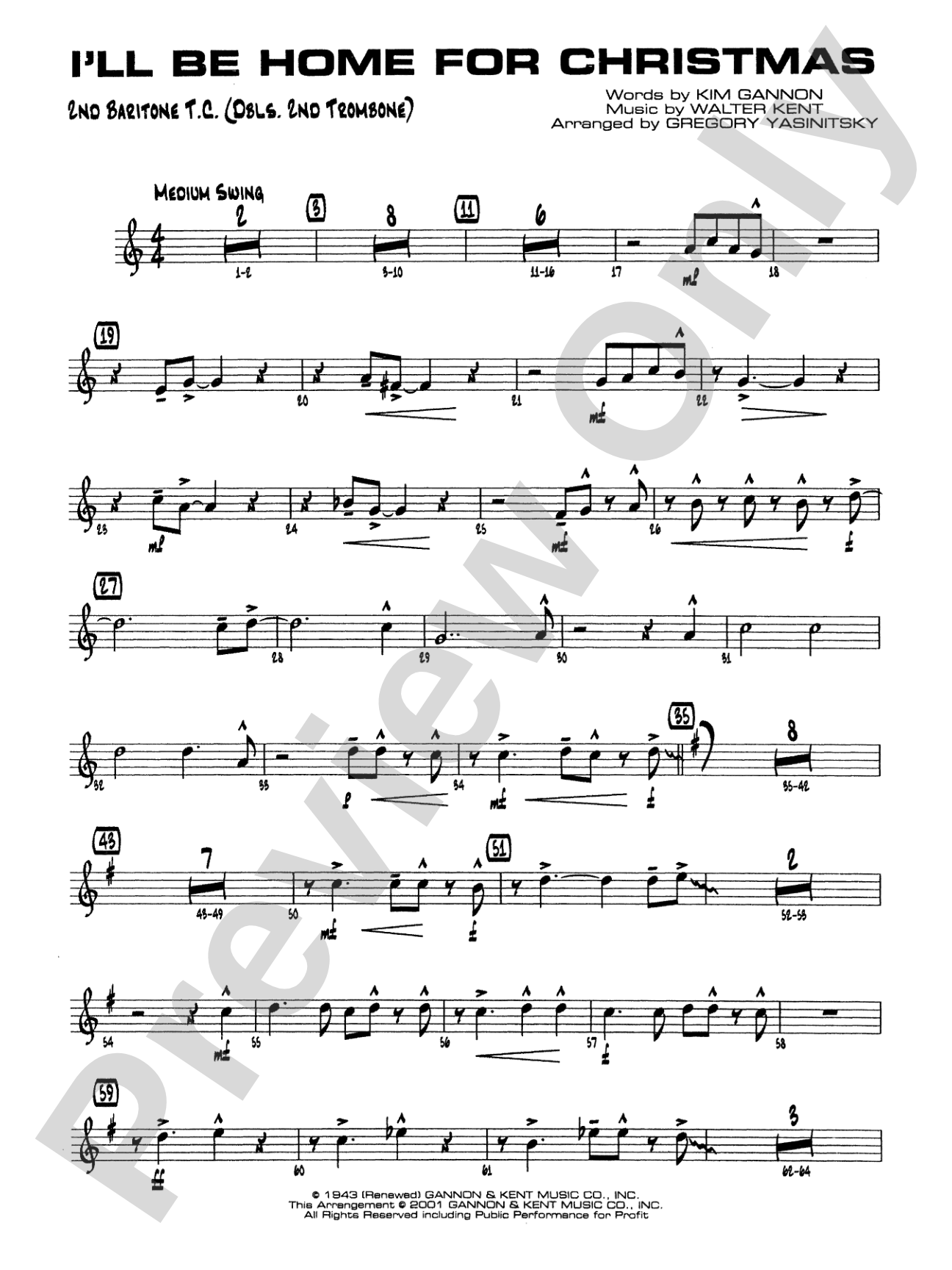 I'll Be Home for Christmas: 2nd Baritone T.C.