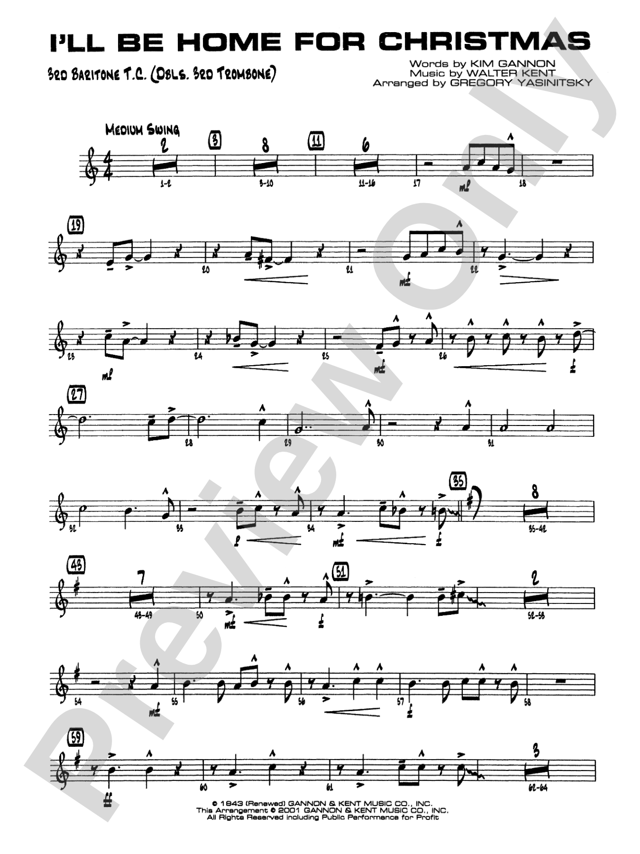 I'll Be Home for Christmas: 3rd Baritone T.C.