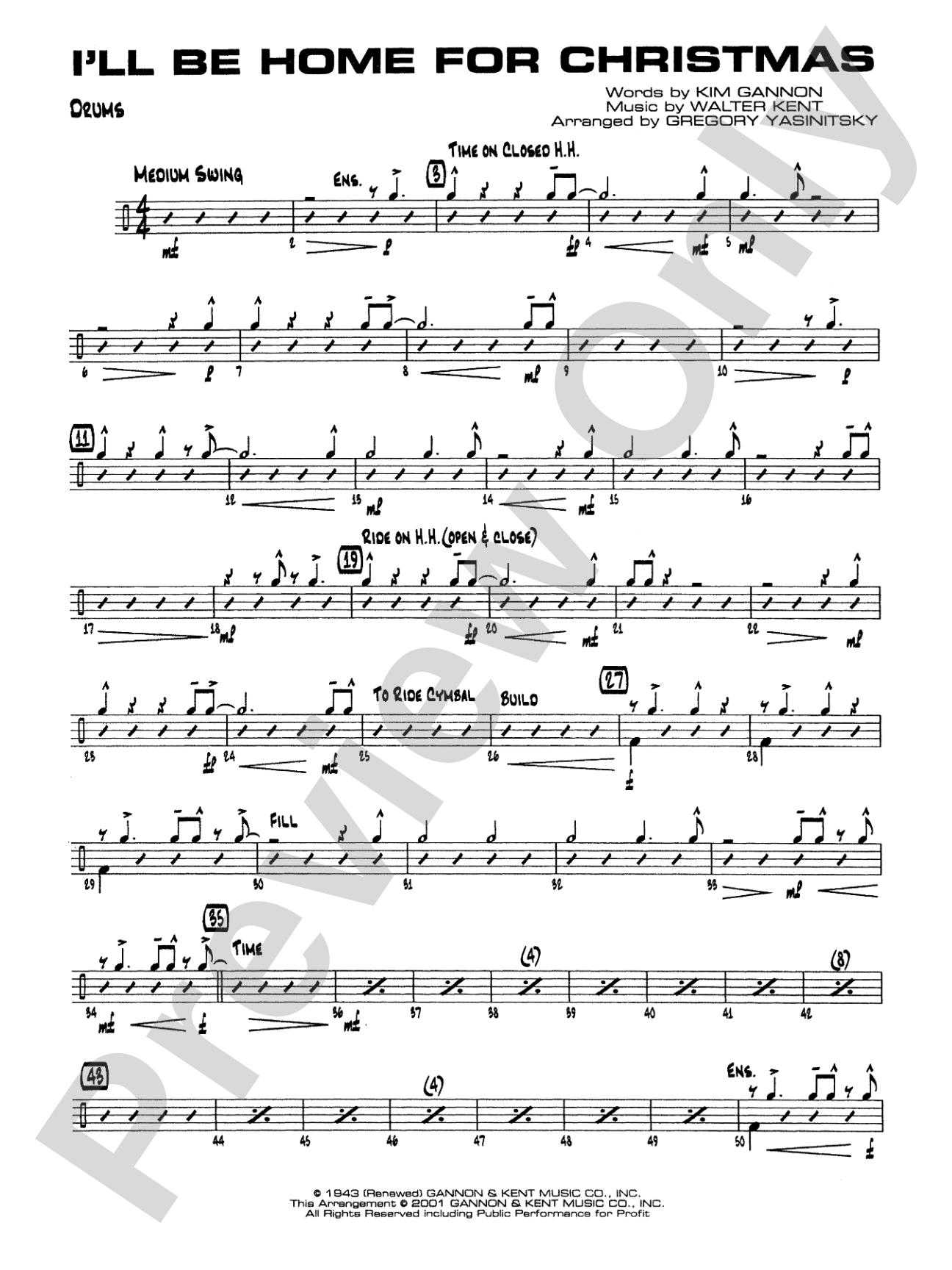 I'll Be Home for Christmas: Drums