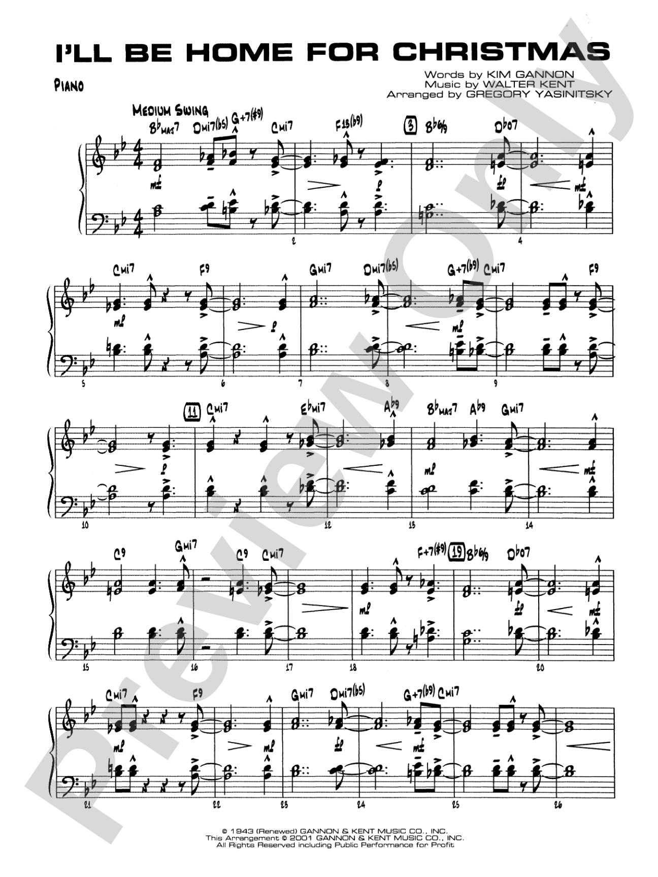 I'll Be Home for Christmas: Piano Accompaniment
