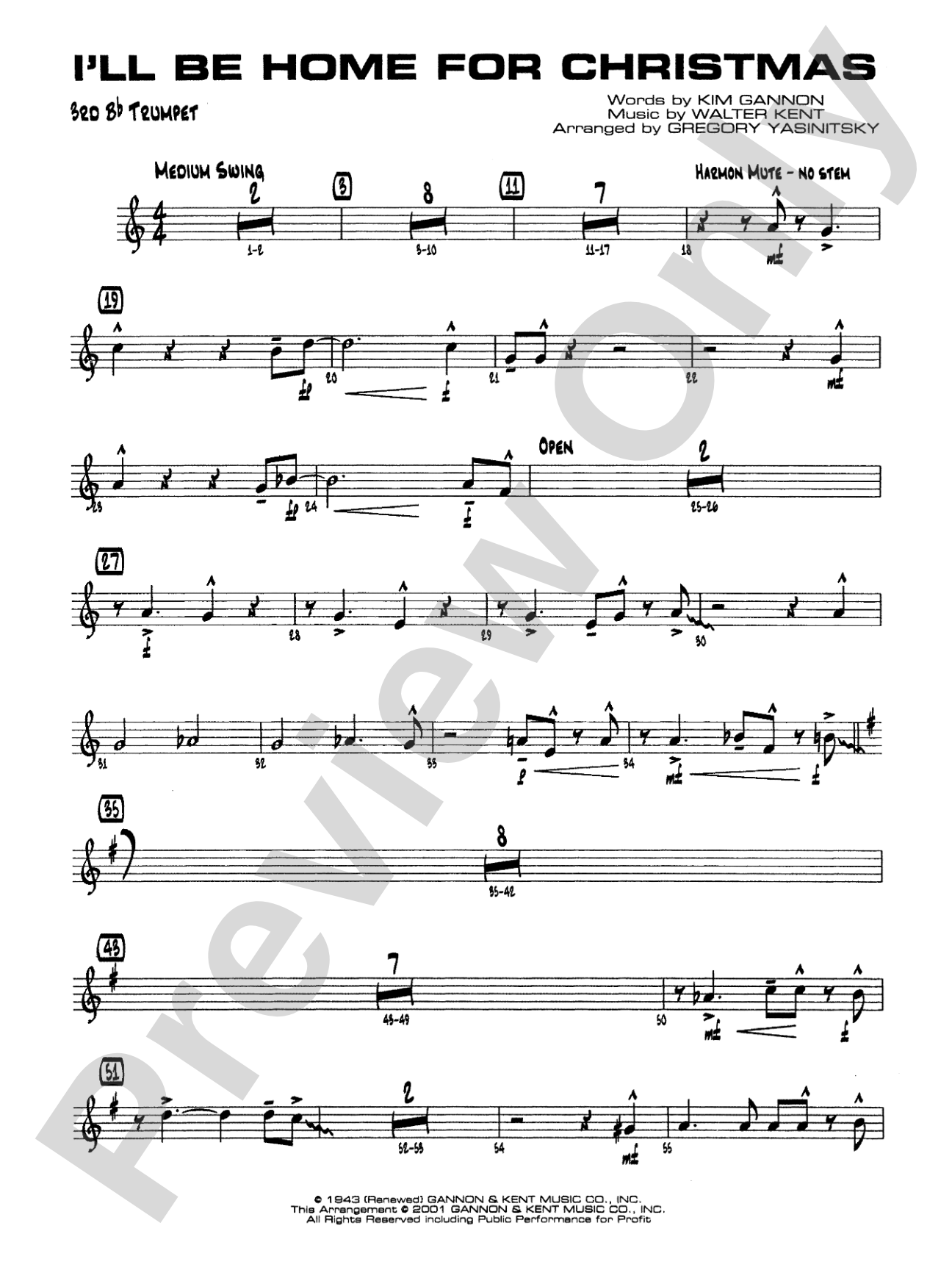I'll Be Home for Christmas: 3rd B-flat Trumpet